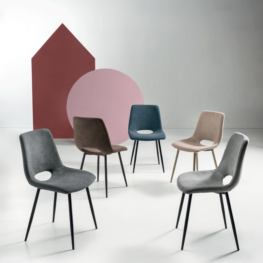 Set of "Echo" fabric chairs with metal frame, 48x53 cm, 86h