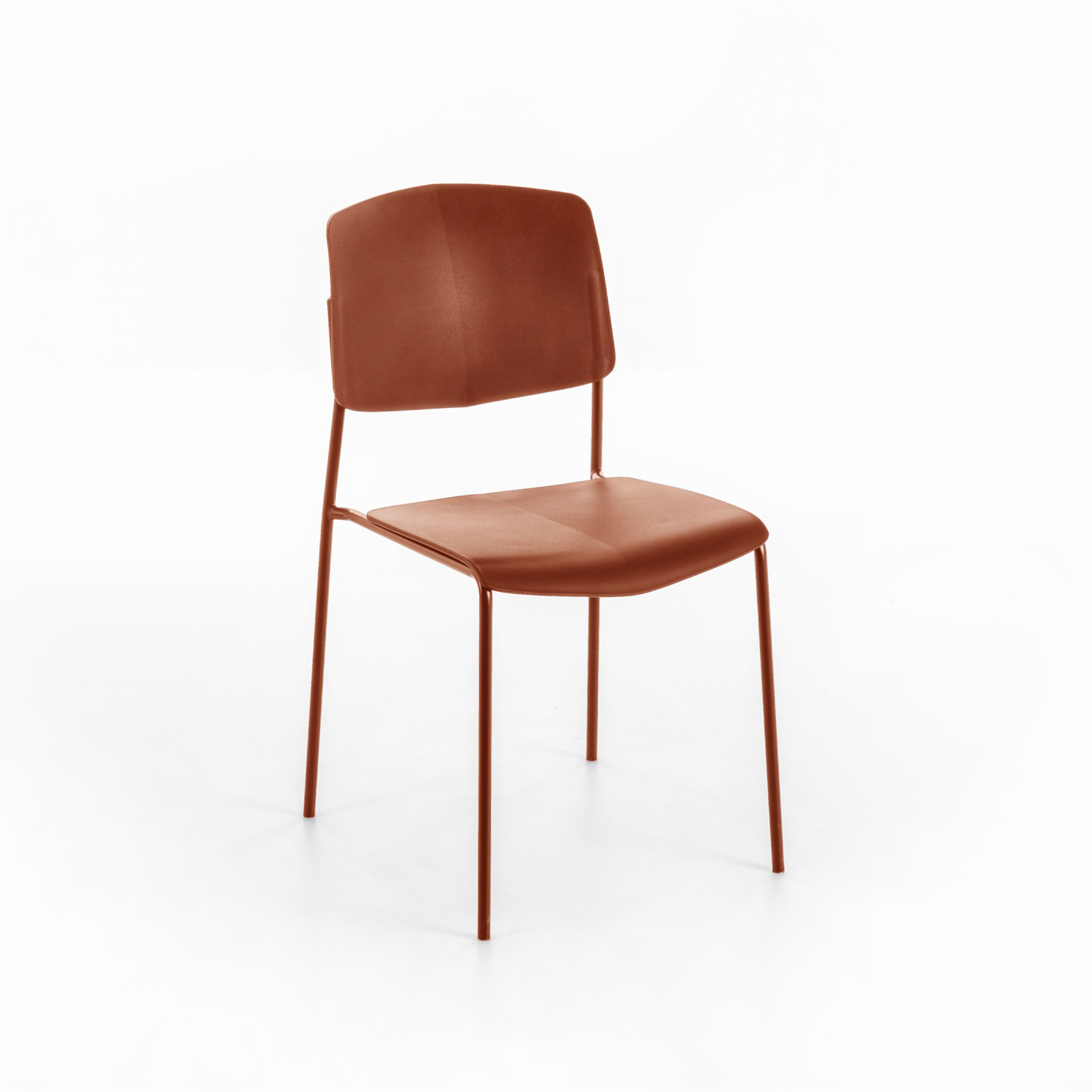 Set of modern stackable "Giada" polypropylene chairs with painted metal legs
