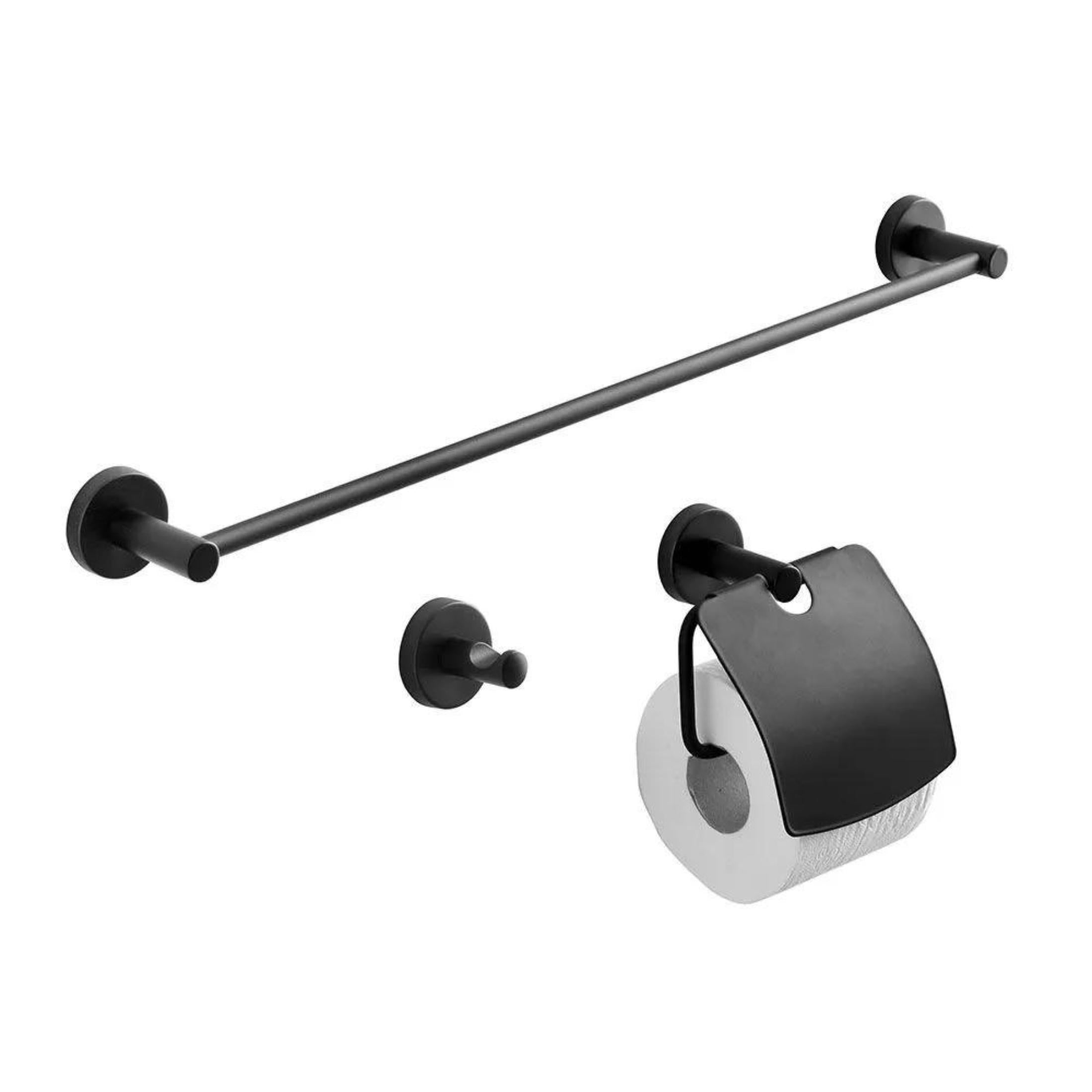 "Anneliese" 3-piece bathroom accessory set in matte black metal for the wall