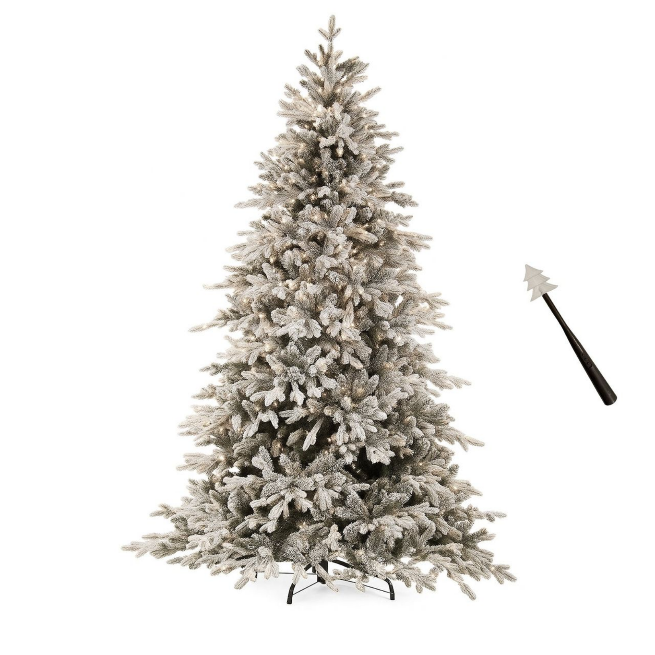 Snowy "Cristalgem" Christmas tree with LED and magic wand in PE Real Touch Effect + PVC + Flock