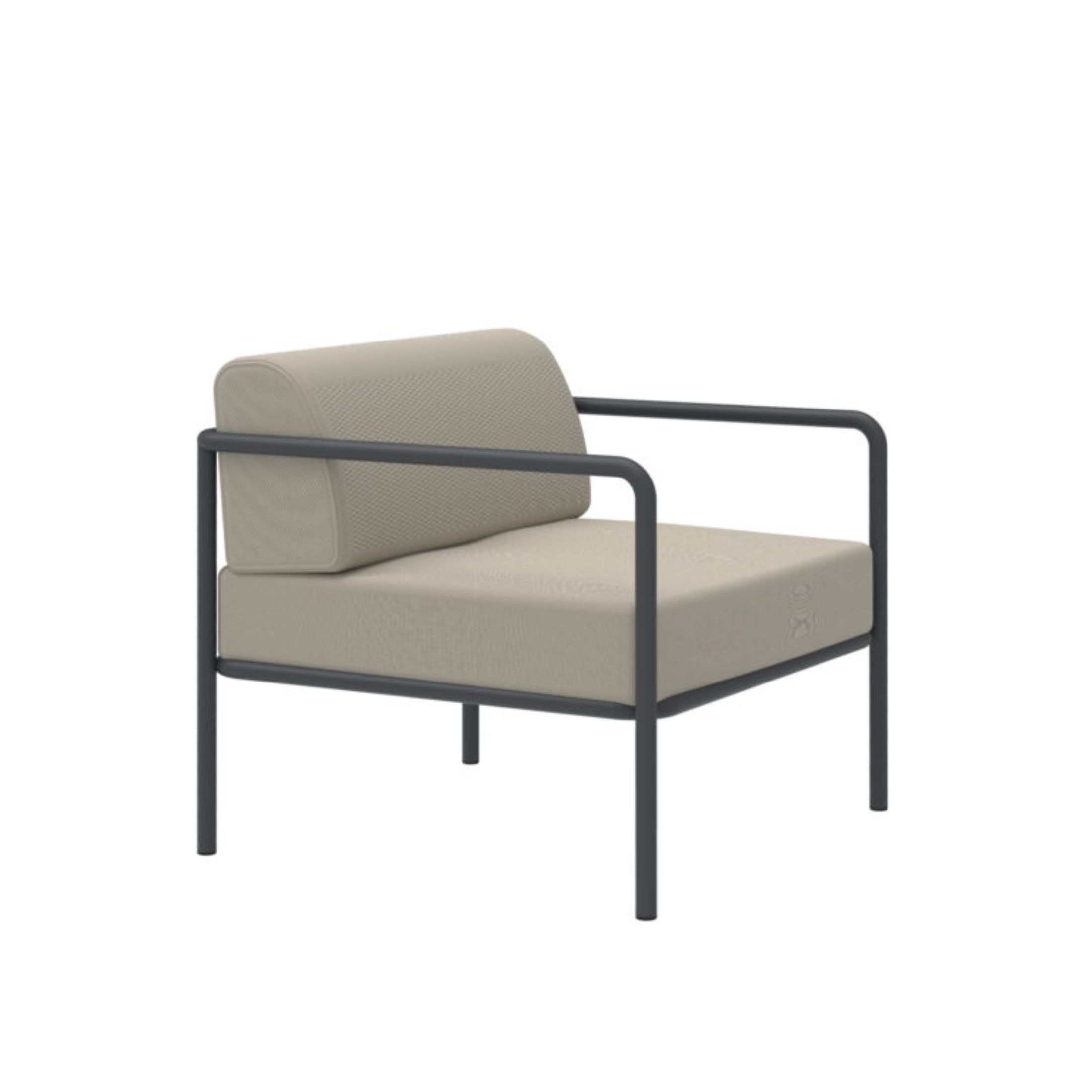"Miami" metal lounge chair with garden cushions, 80x80 cm, 64 cm high.