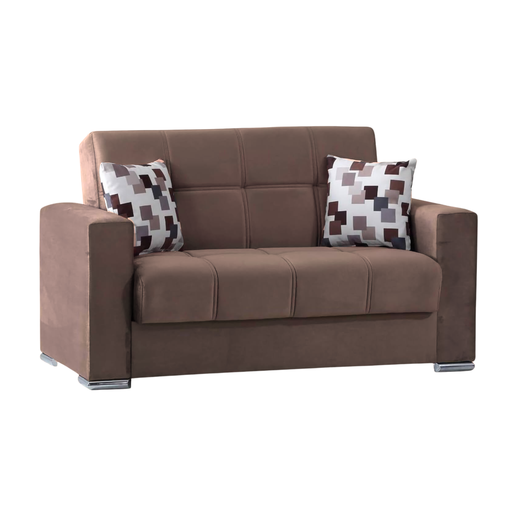 Divano 2 posti contenitore "Alba" in tessuto con piedi cromati cm 158x85 92h