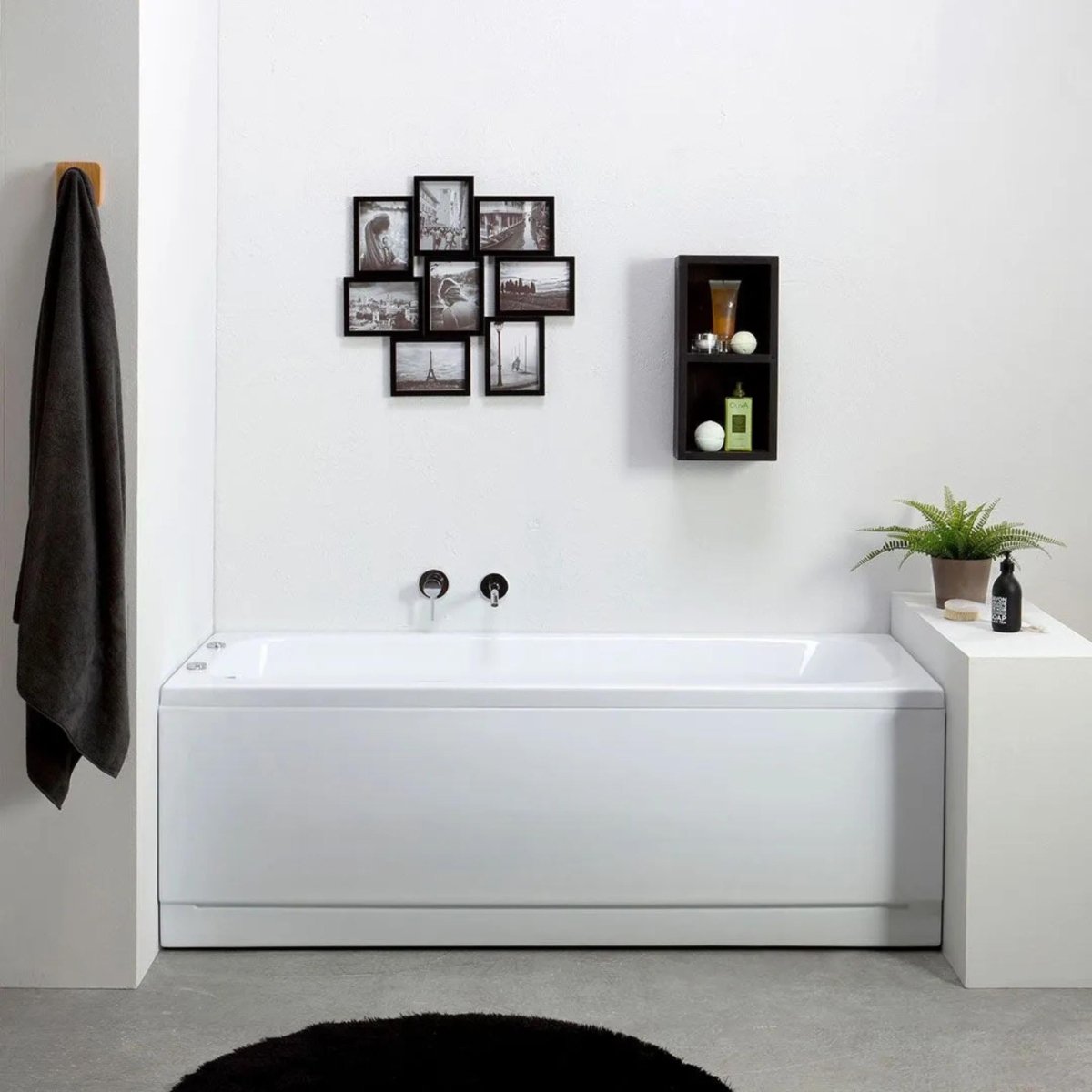 Vasca da bagno idromassaggio "Elsa" da incasso tra 3 muri in acrilico cm 170x70 58h - MondoViro