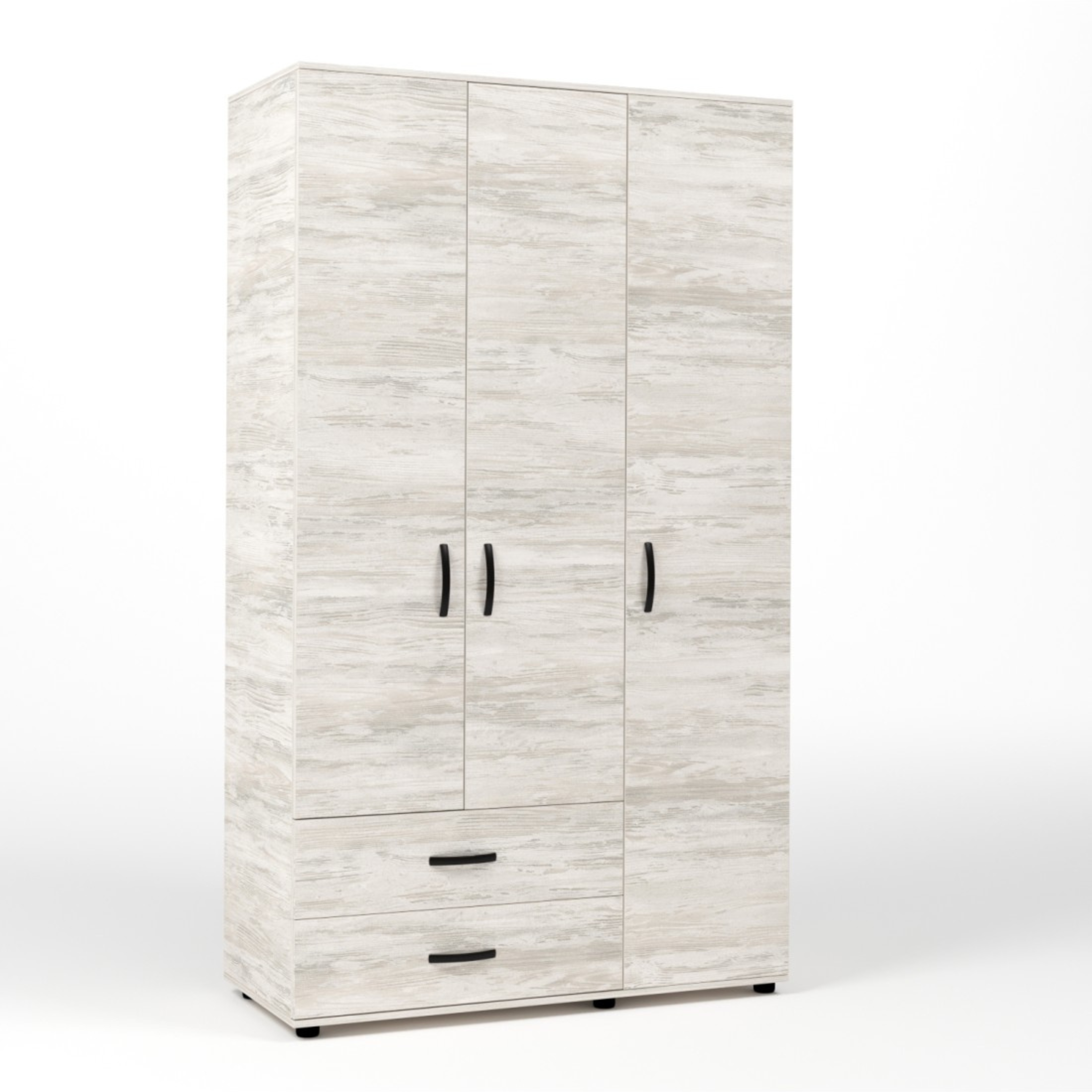 Modern "Classy" wooden wardrobe with 3 doors and 2 drawers, 120x52 cm, 205 cm high
