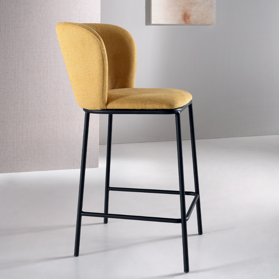 Set of fixed "Riva" stools with a soft and welcoming design in fabric, 58x52 cm, 95h