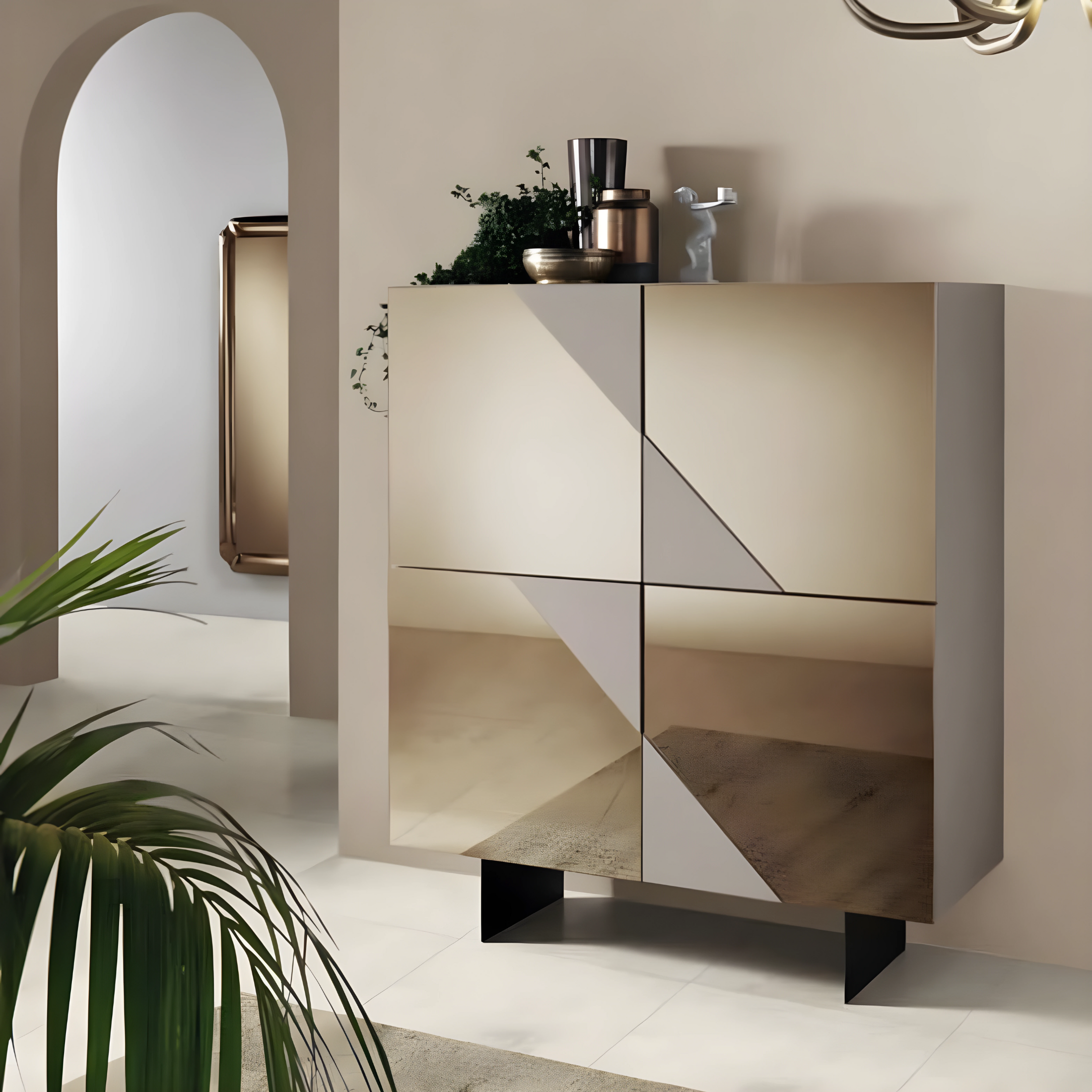 4-door sideboard with "Mirrors" mirror, already assembled, 120x50 cm, h140 cm