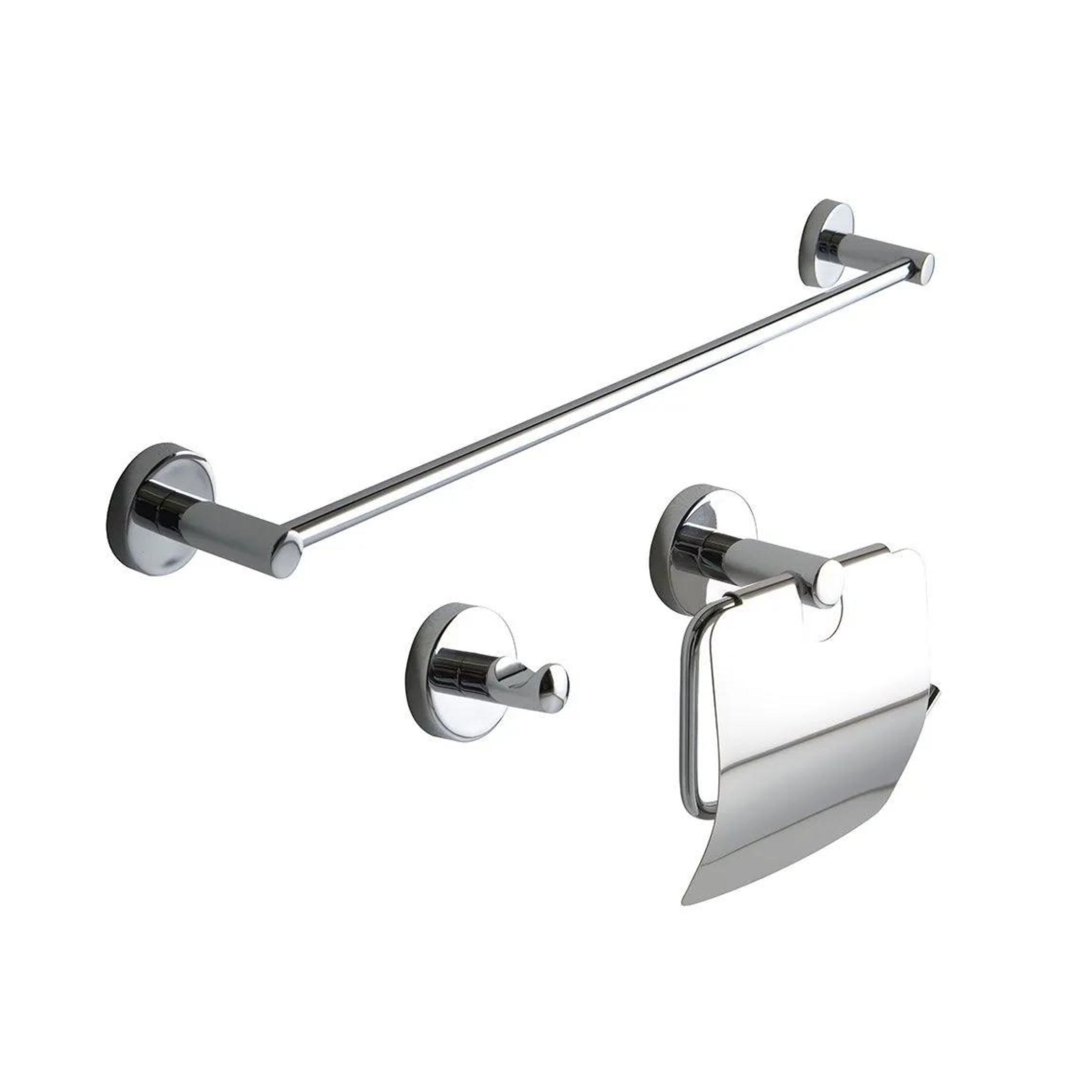 Set of 3 "Felix" chrome-plated wall-mounted bathroom accessories