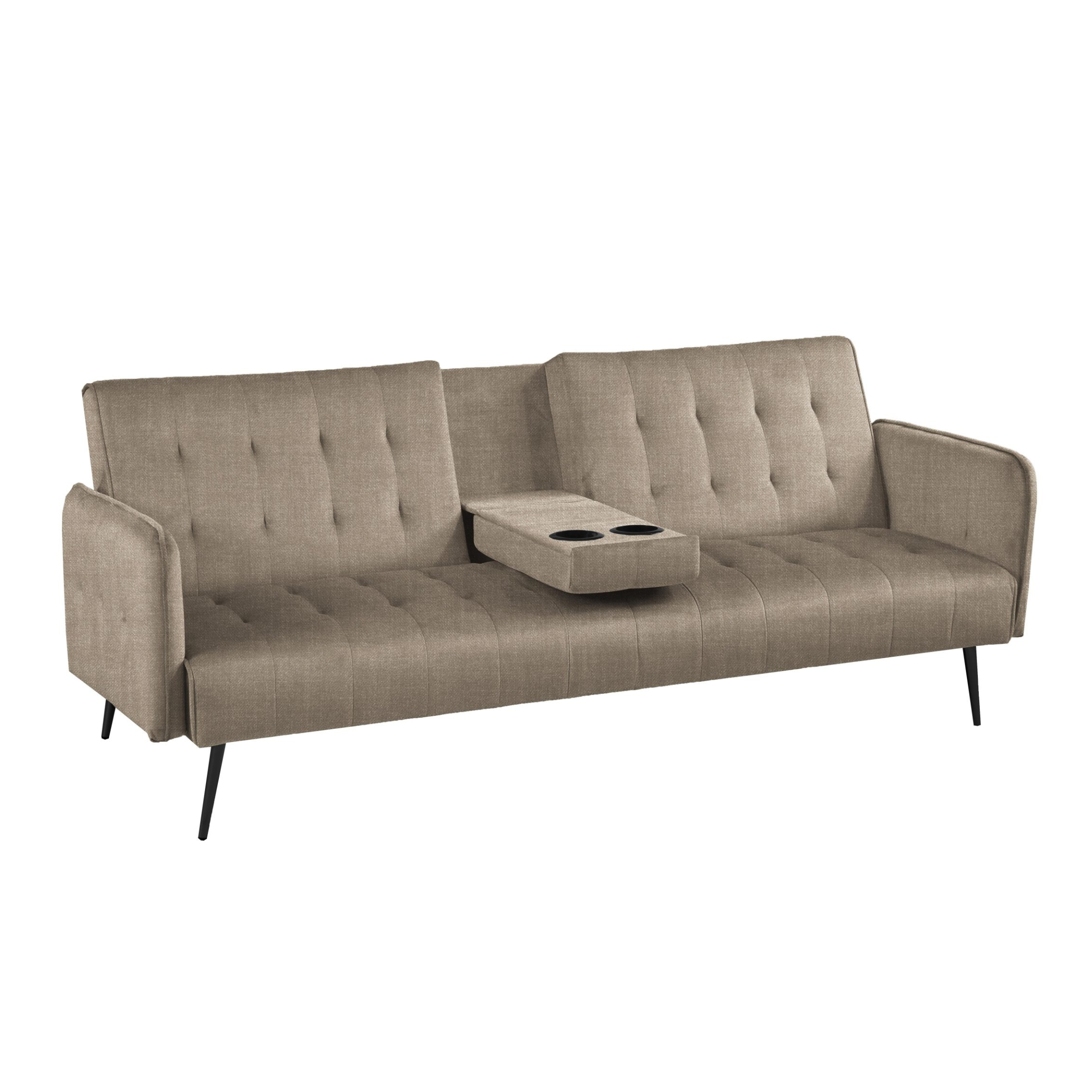 "Cico" 3-seater sofa bed with reclining armrest and cup holder, 196/180x81 cm, 78 cm high