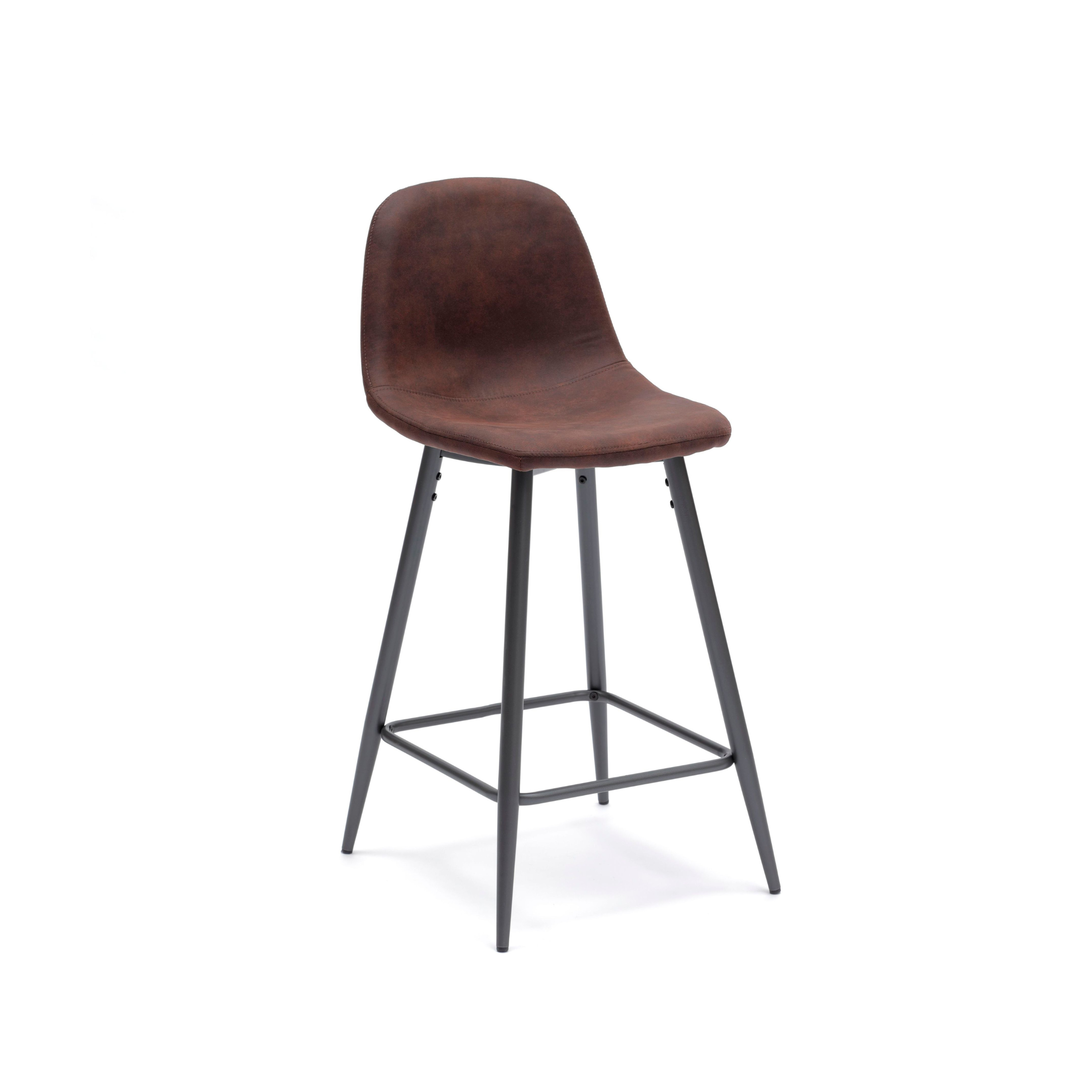 Set of high padded stools "Brig" in imitation leather with footrest cm 50x44 84h