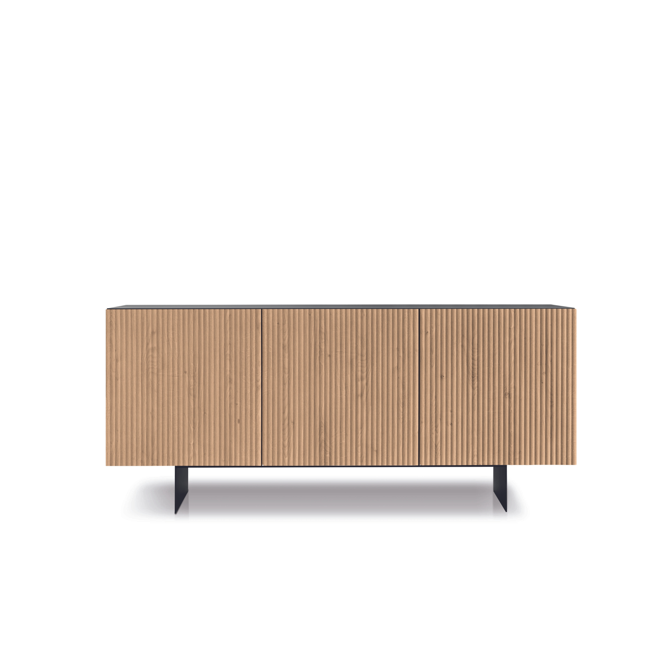 Modern sideboard "Marina" ready assembled, 3 doors in lacquered wood with 2 feet, 180x50 cm, 80h