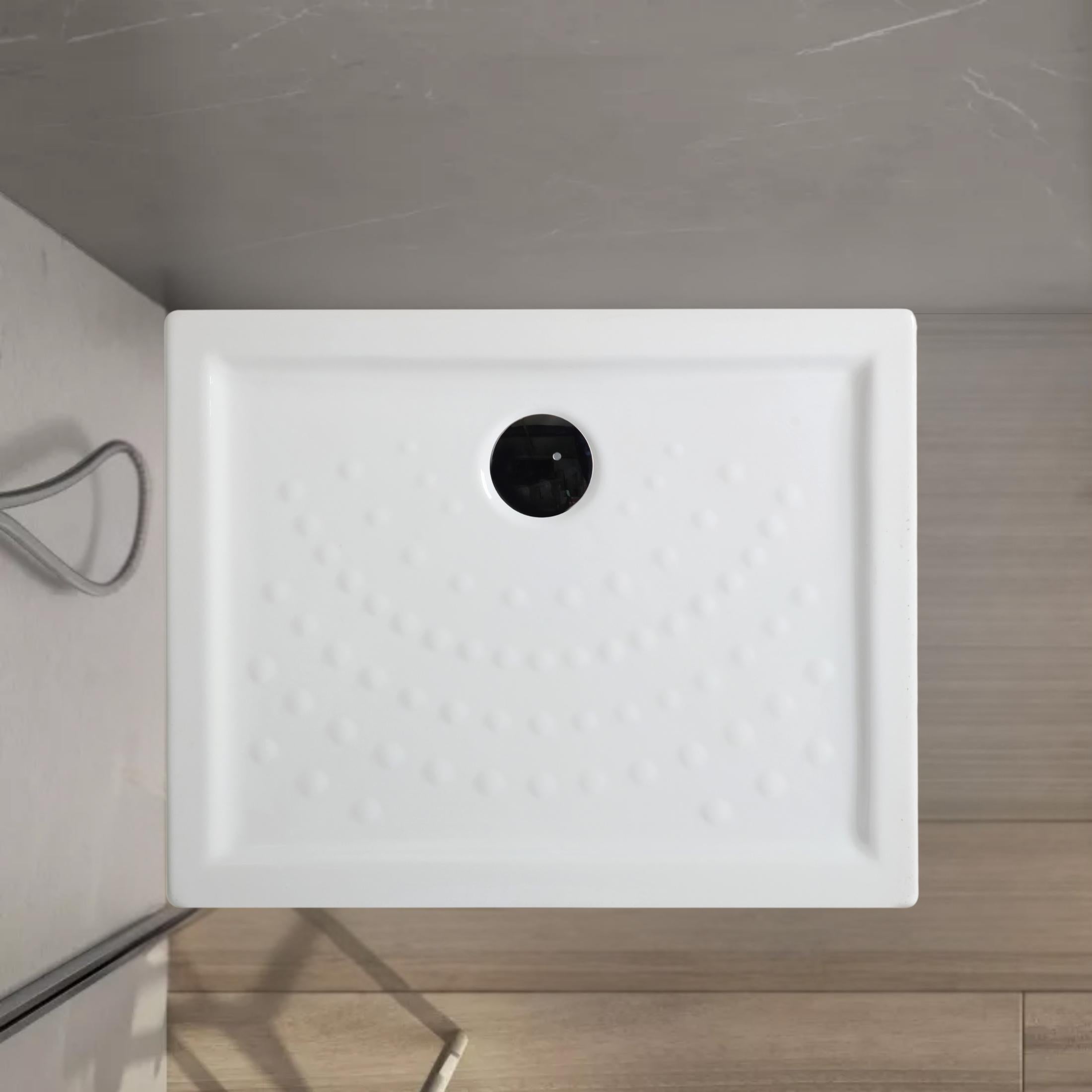 Rectangular "Matera" shower tray in non-slip ceramic with raised edges