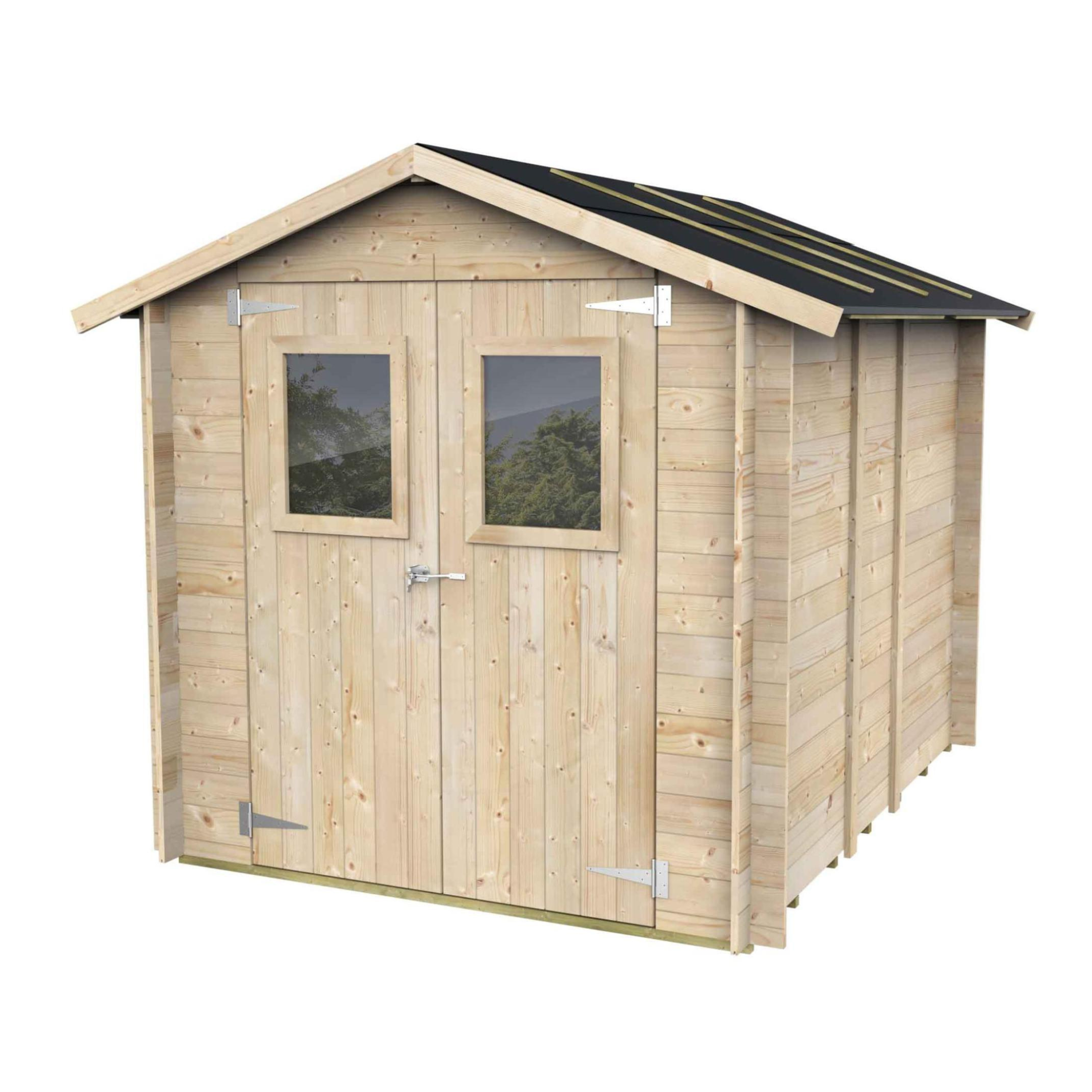 "Hobby" wooden garden house, 198x248 cm, 215 cm high, double door with windows