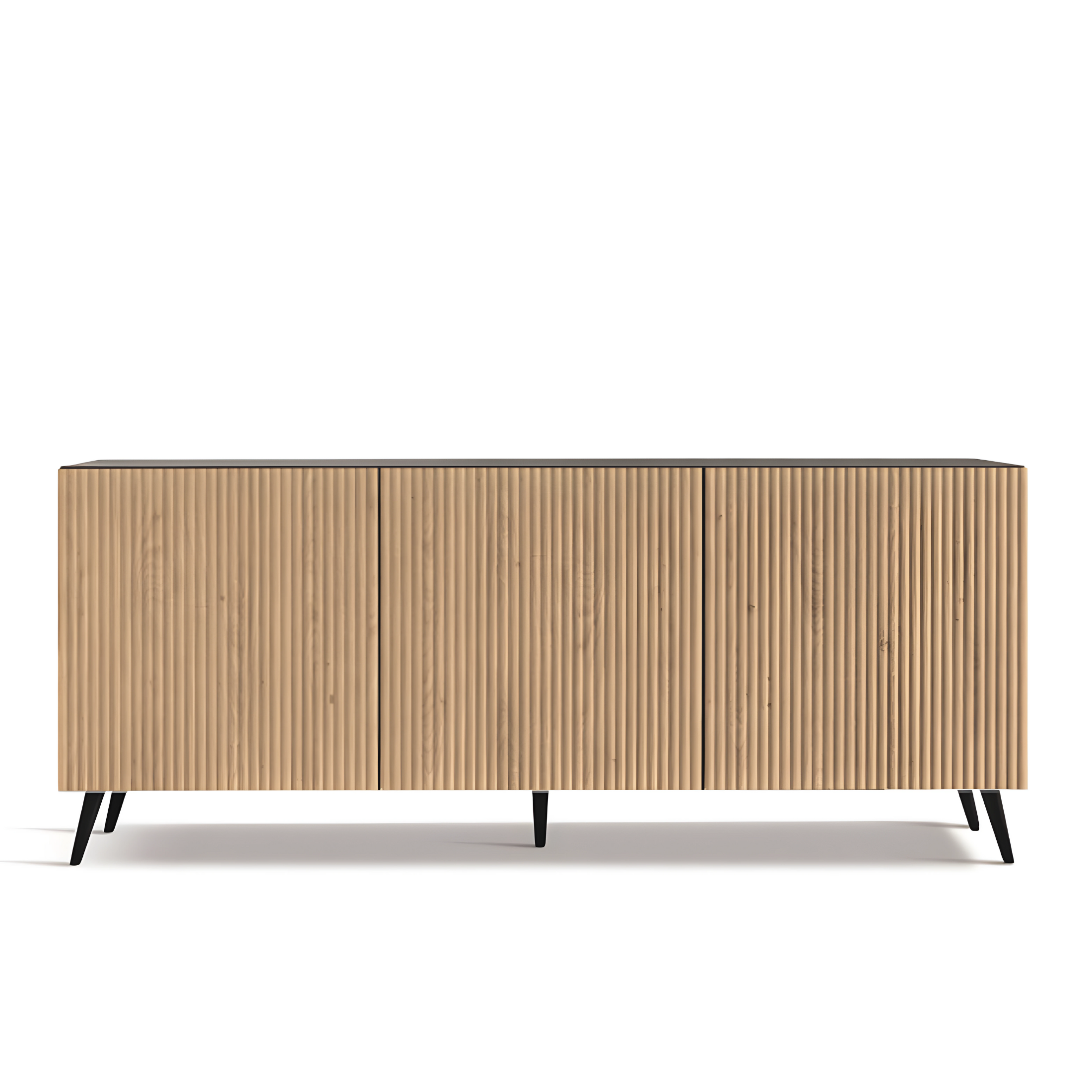 Modern sideboard "Marina" ready assembled, 3 doors in lacquered wood with 2 feet, 180x50 cm, 80h