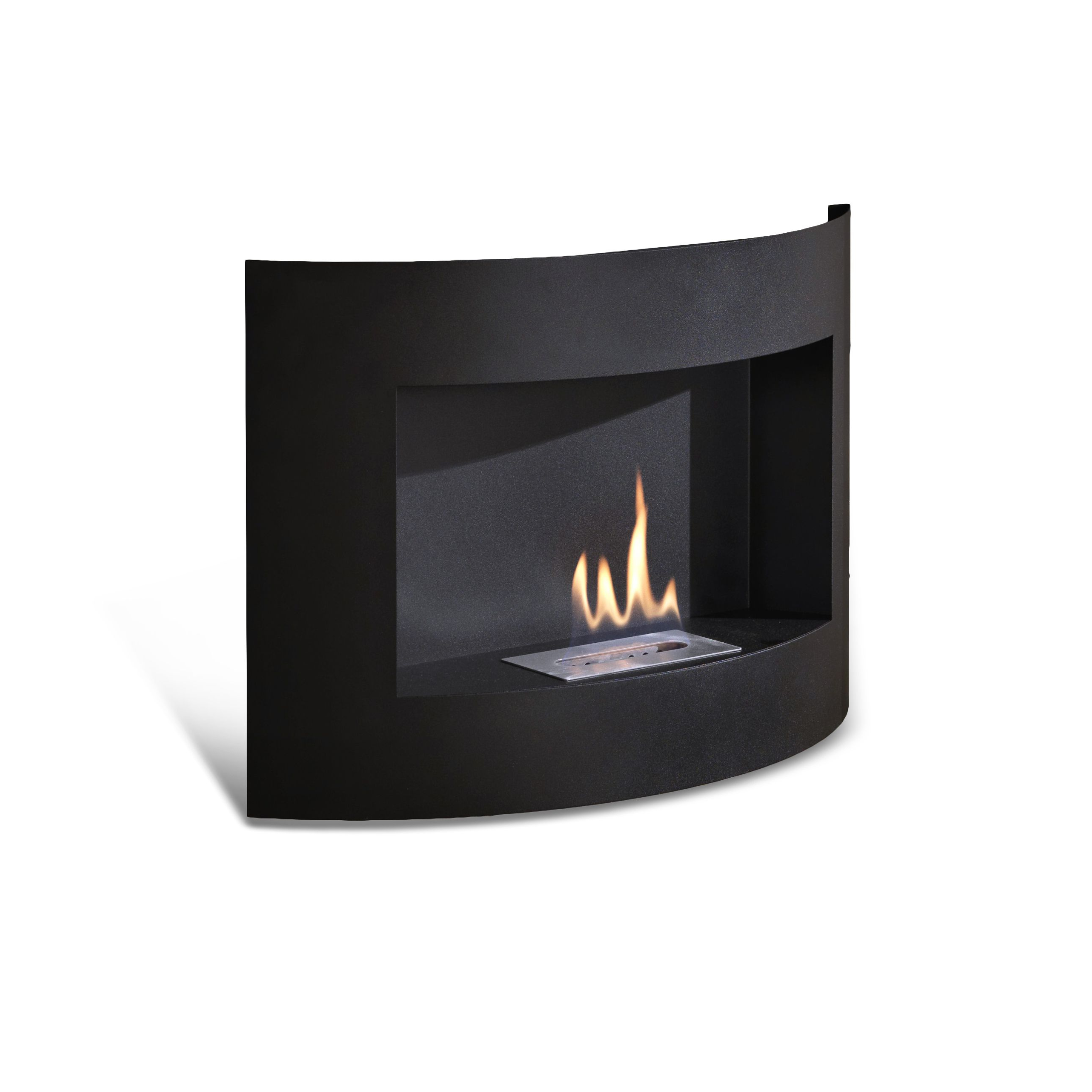 "Richard" bioethanol fireplace, painted metal, wall-mounted, 63x15.5 cm, 45 cm high