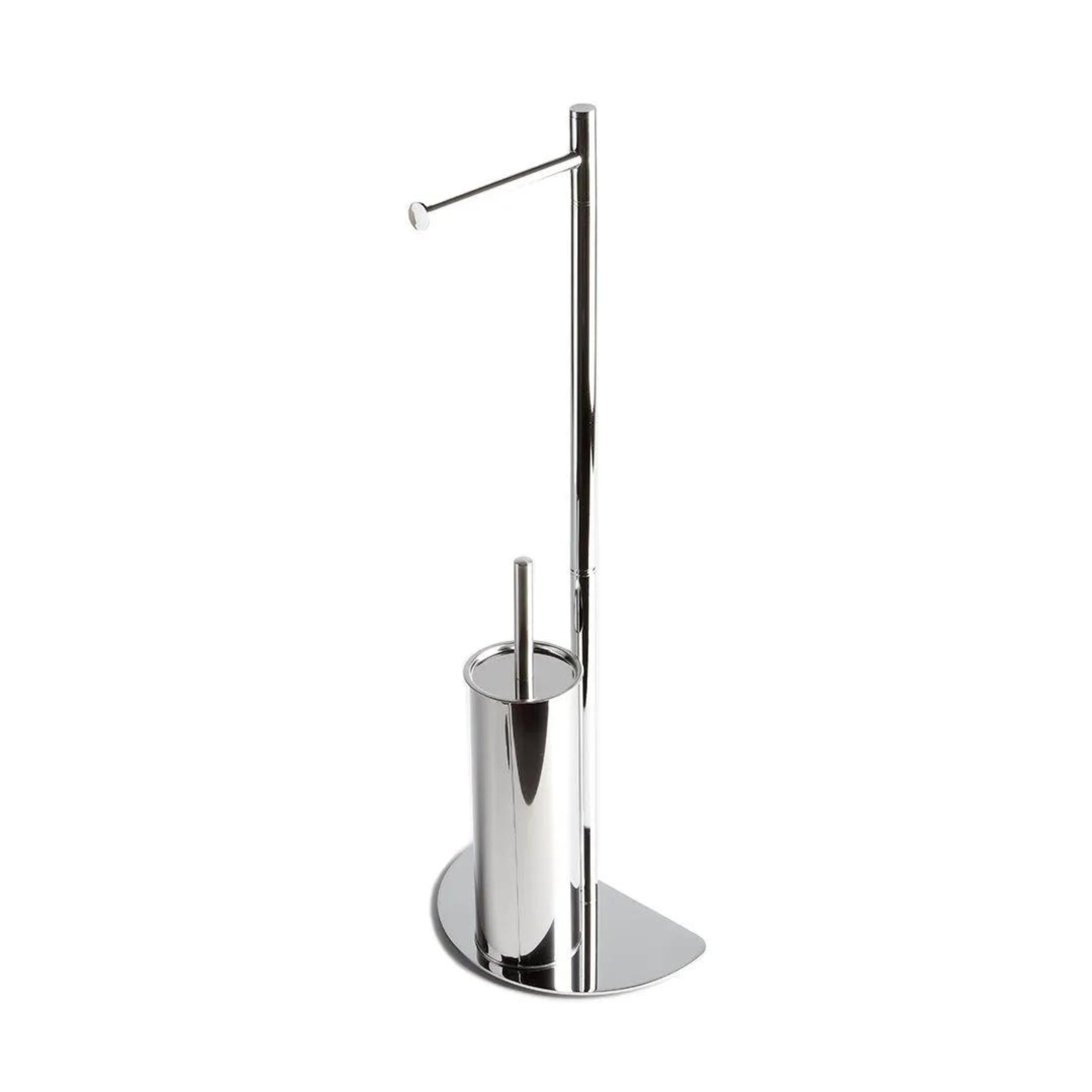 "Sophie" metal toilet roll holder and toilet brush stand with a half-moon base