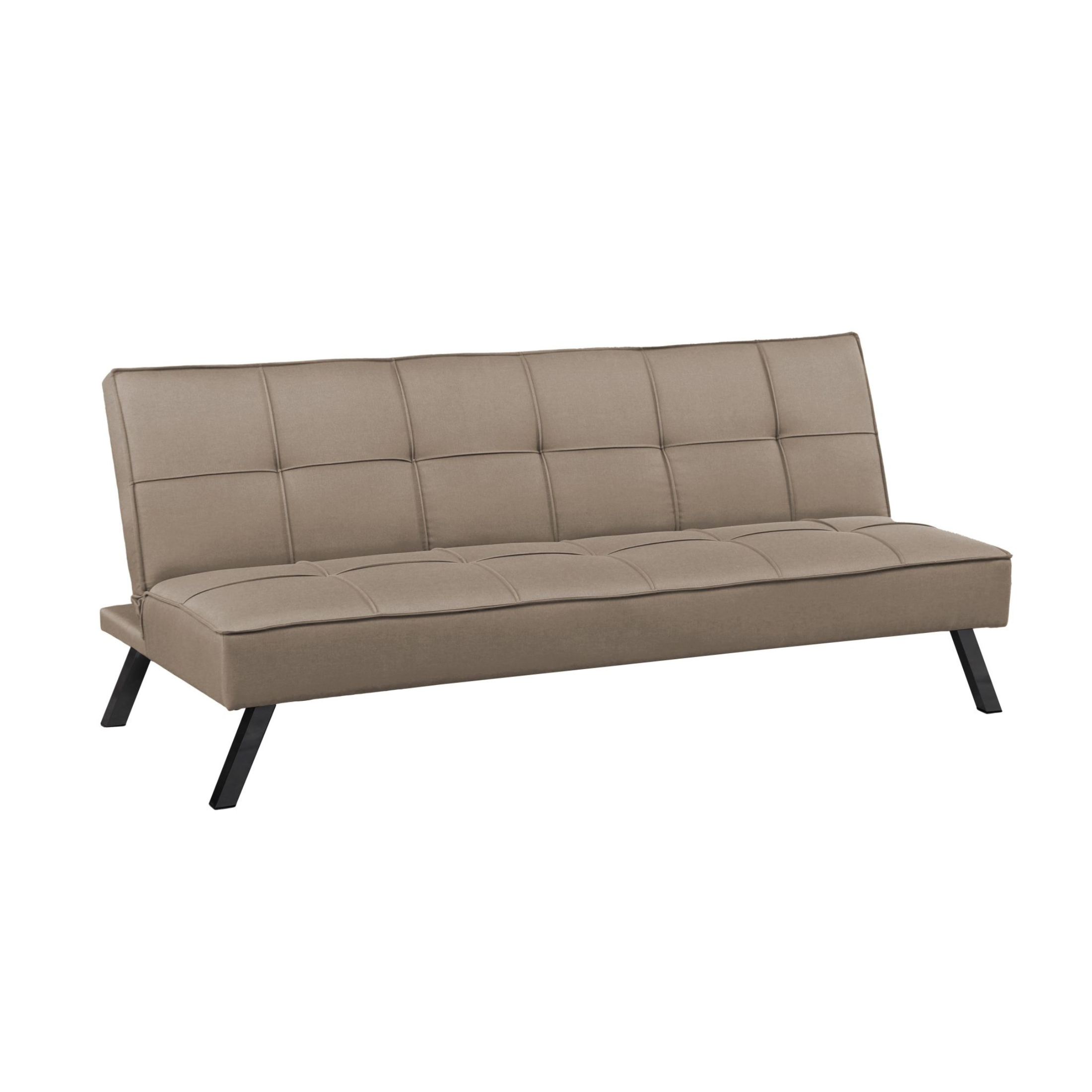 "Evelin" 3-seater sofa bed in linen fabric with metal legs, 180x81 cm, 79 cm high.