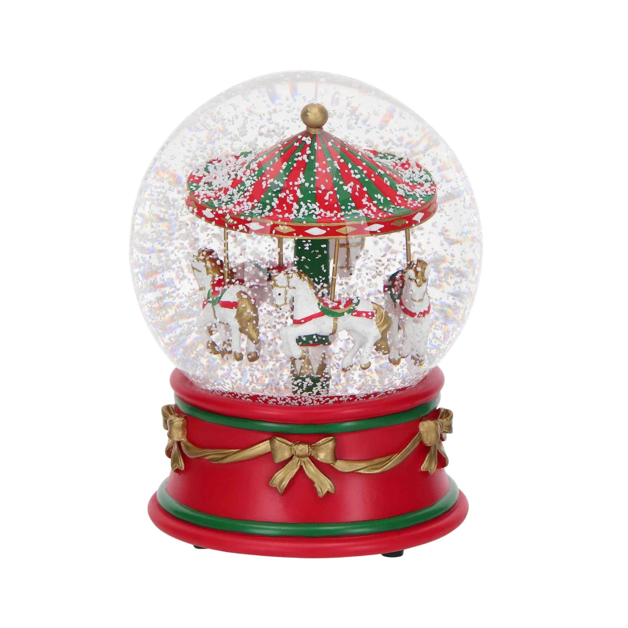 Ball with water and glitter with immersed carousel 12x12 cm 15.8h