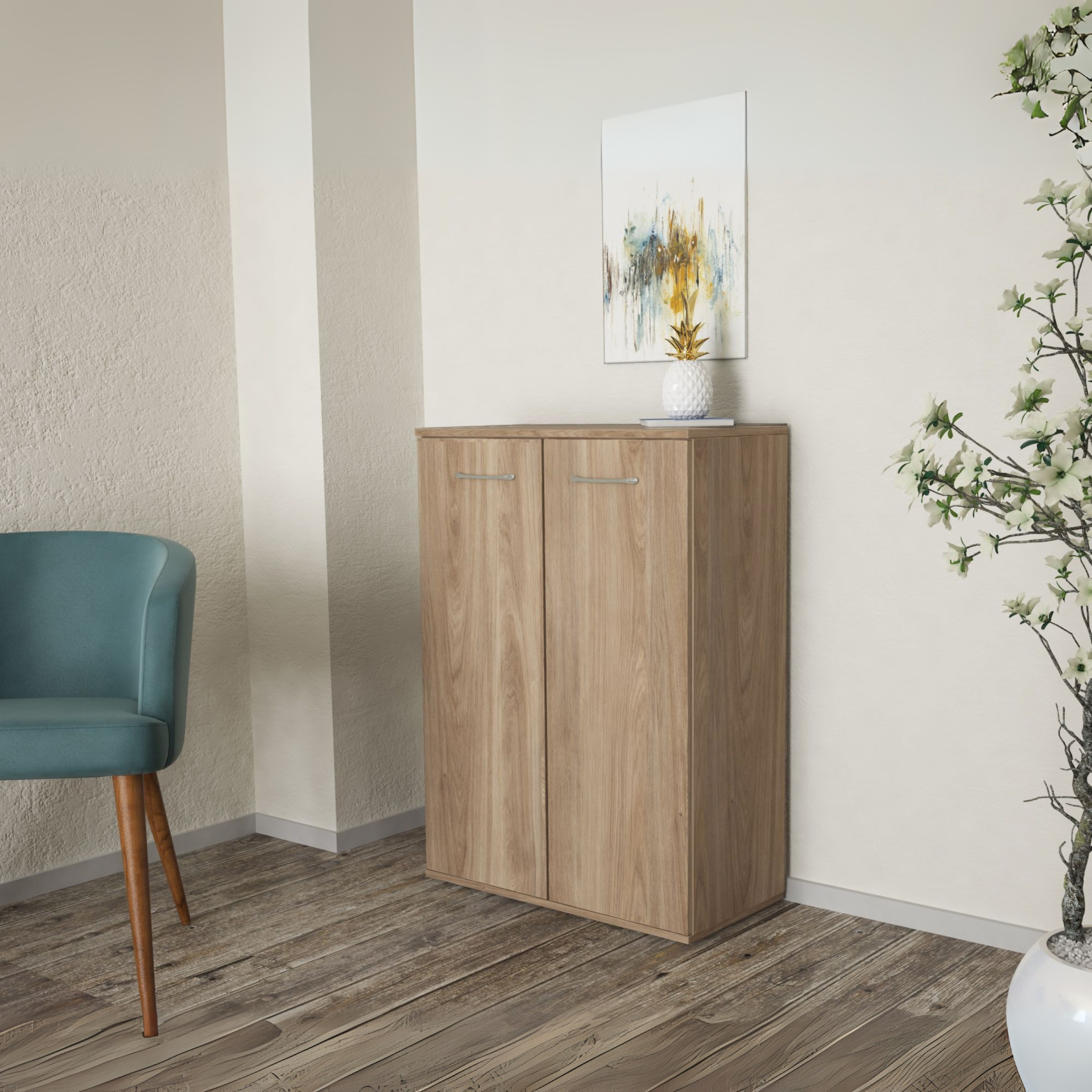 "K105" wooden living room cabinet with 2 hinged doors, 68x34 cm, 95 cm high