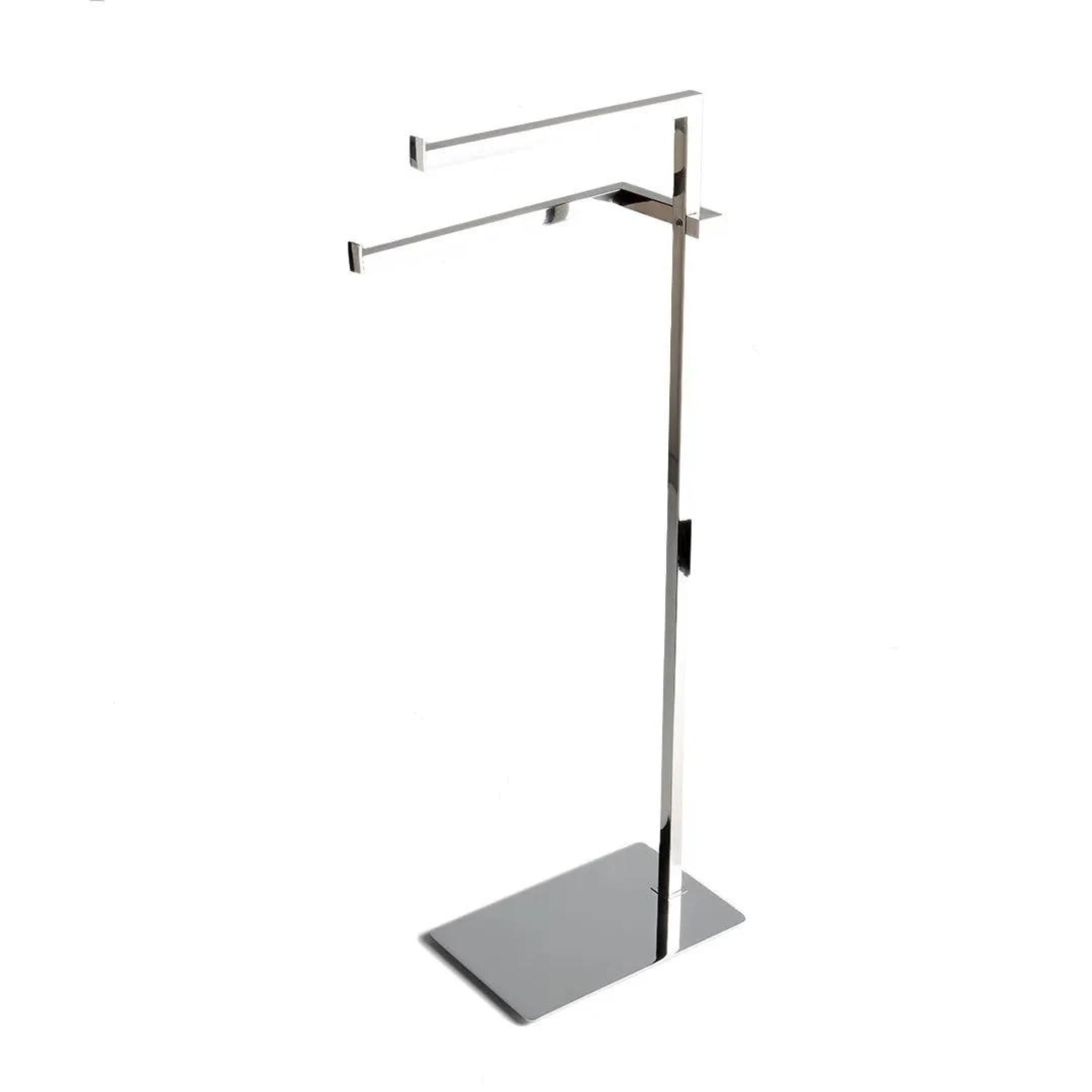 "Bastien" 2-arm towel holder stand in polished chrome metal