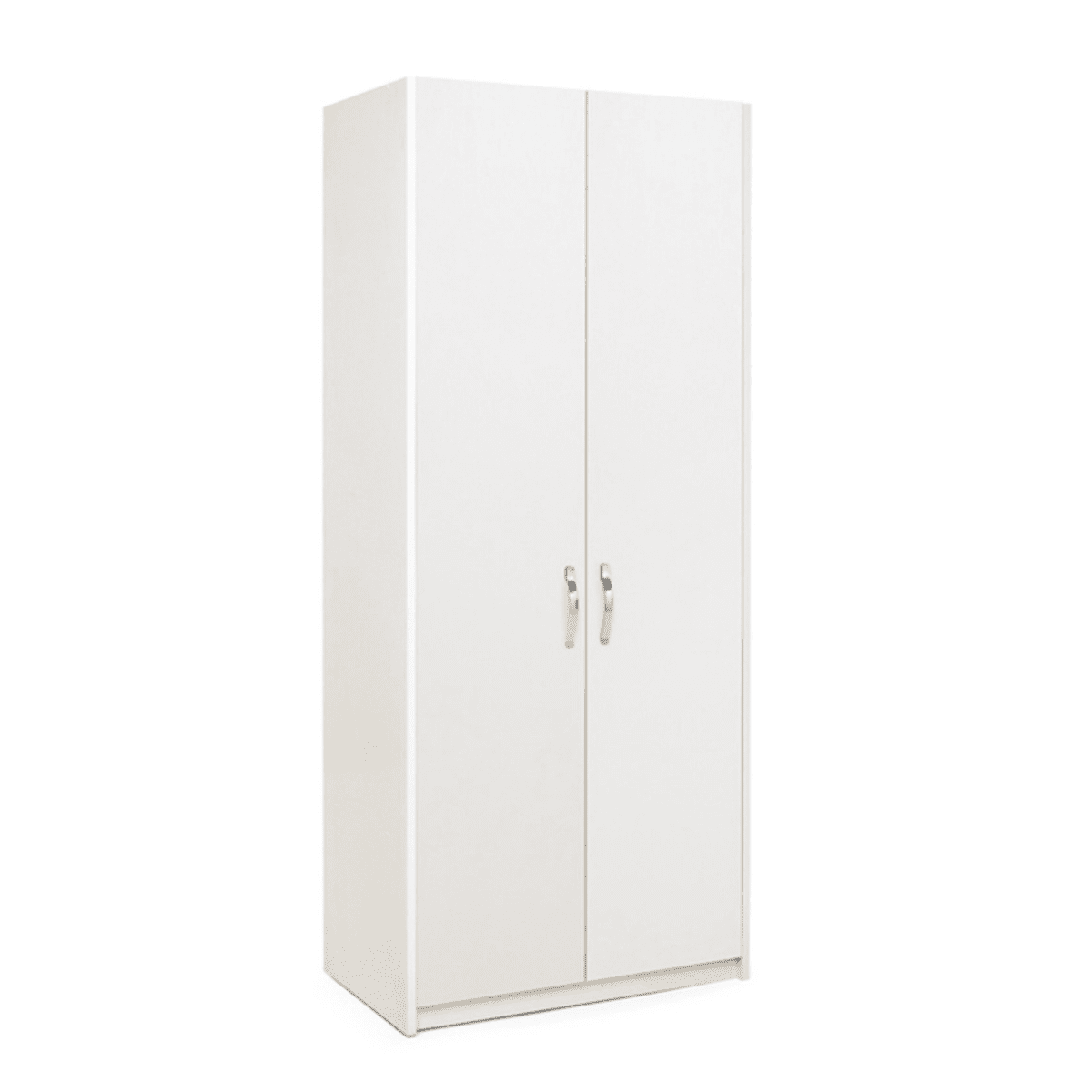 Armadio in legno bianco "Modern" a 2 ante con appendiabiti e 2 ripiani cm 91x52 210h - MondoViro