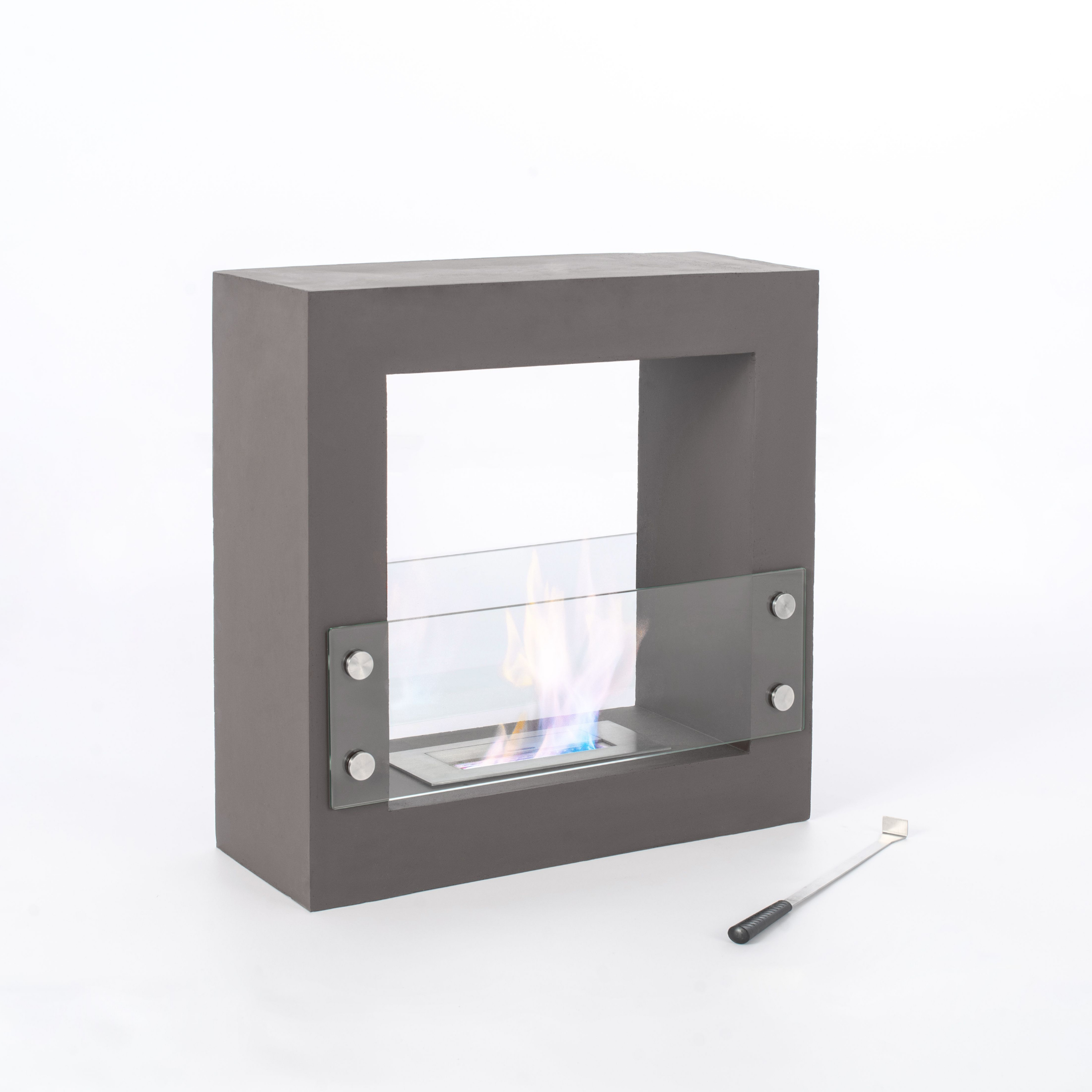 Chimenea de suelo de bioetanol "Celine" en vidrio templado, 60x24 cm, 60 h