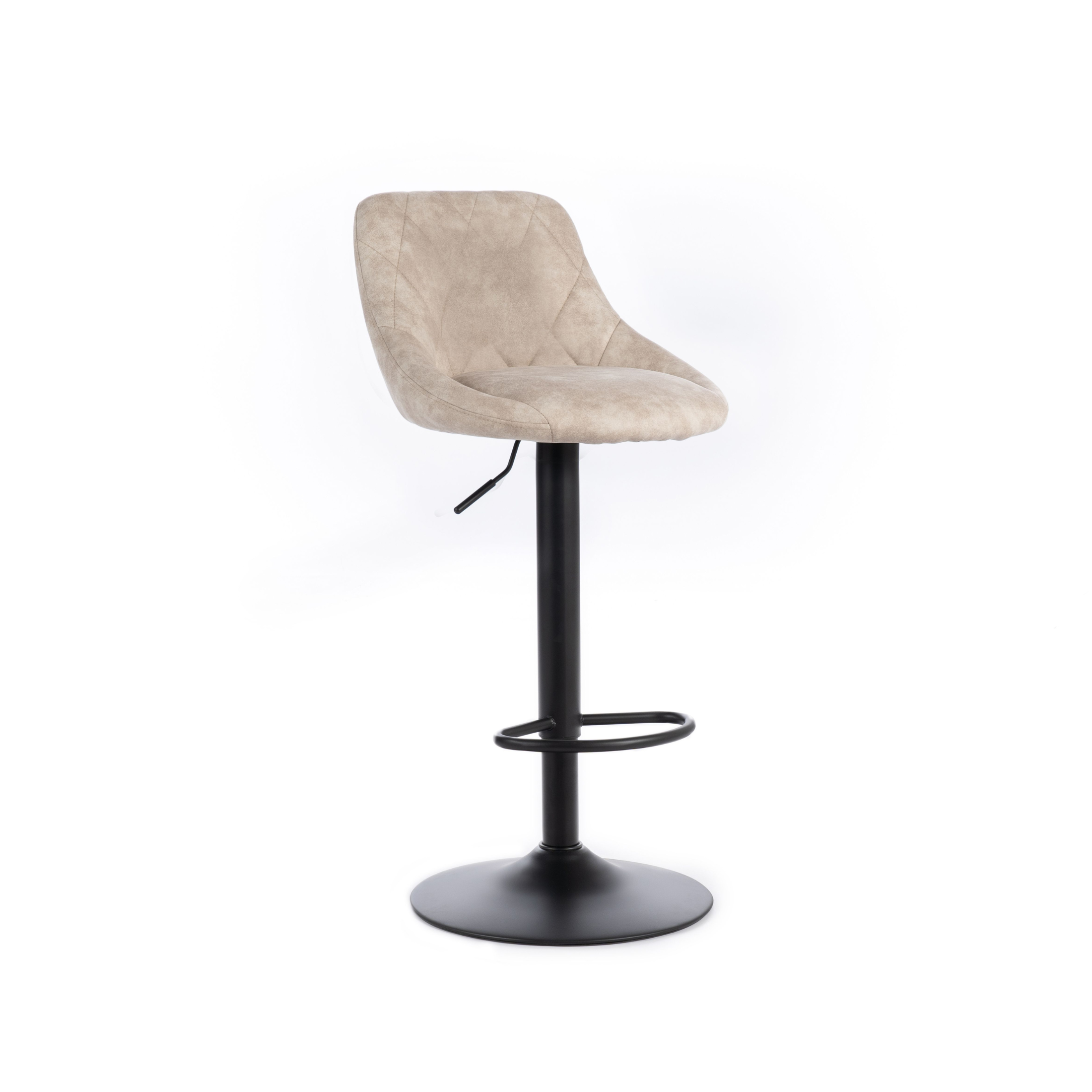 Set of modern high stools "Tema" in padded fabric with footrest cm 50x45 84h