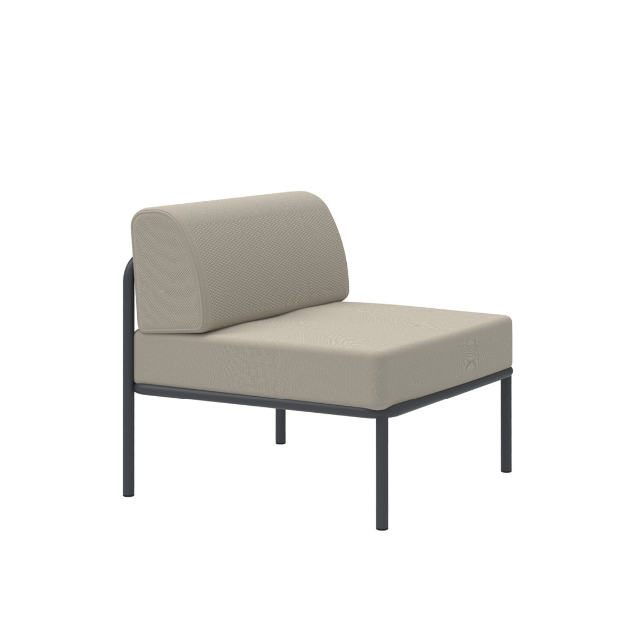 Single "Miami" metal sofa module with cushions 80x80 cm 83h