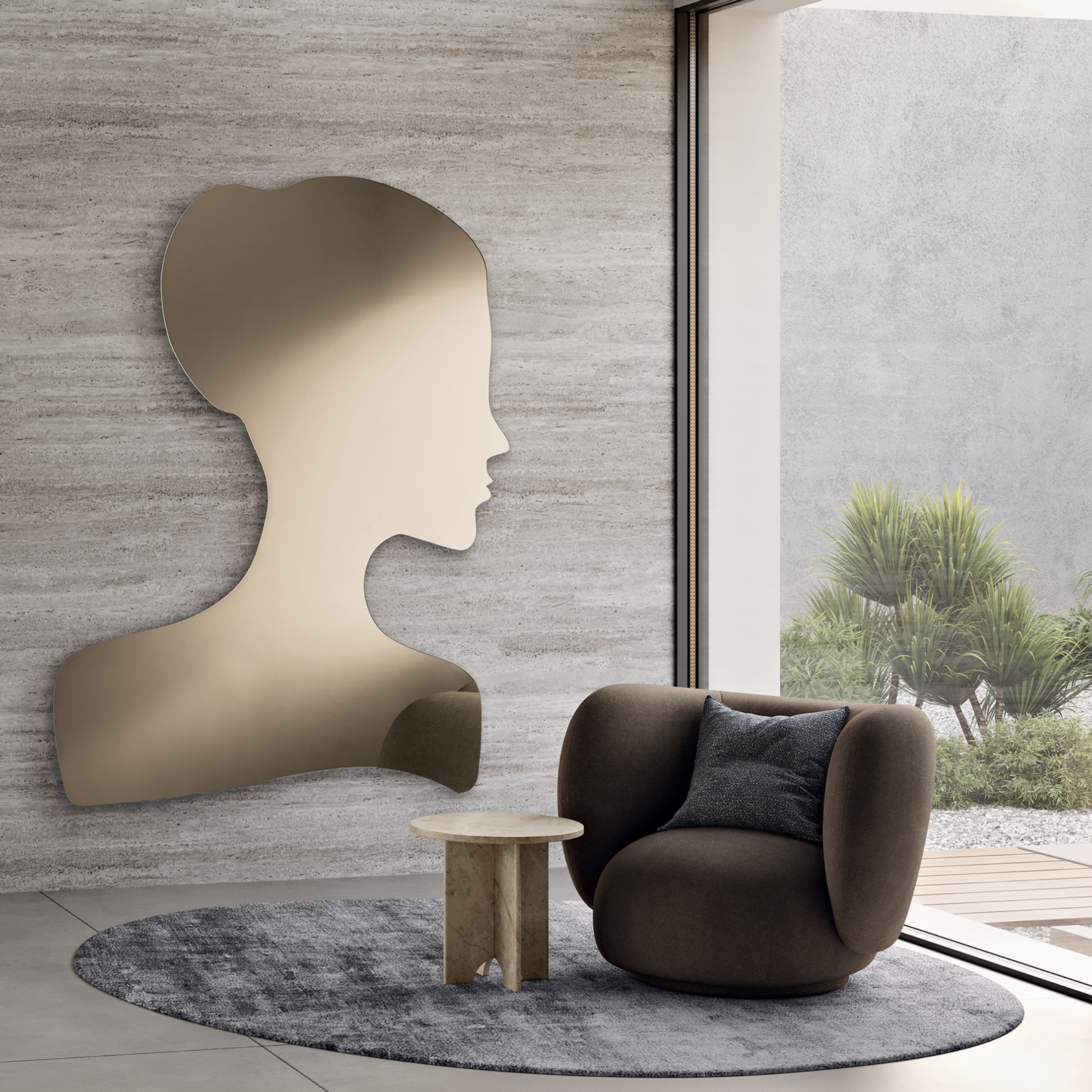 "Diva Specchiata" shaped mirror with a woman's face, 125x160 cm