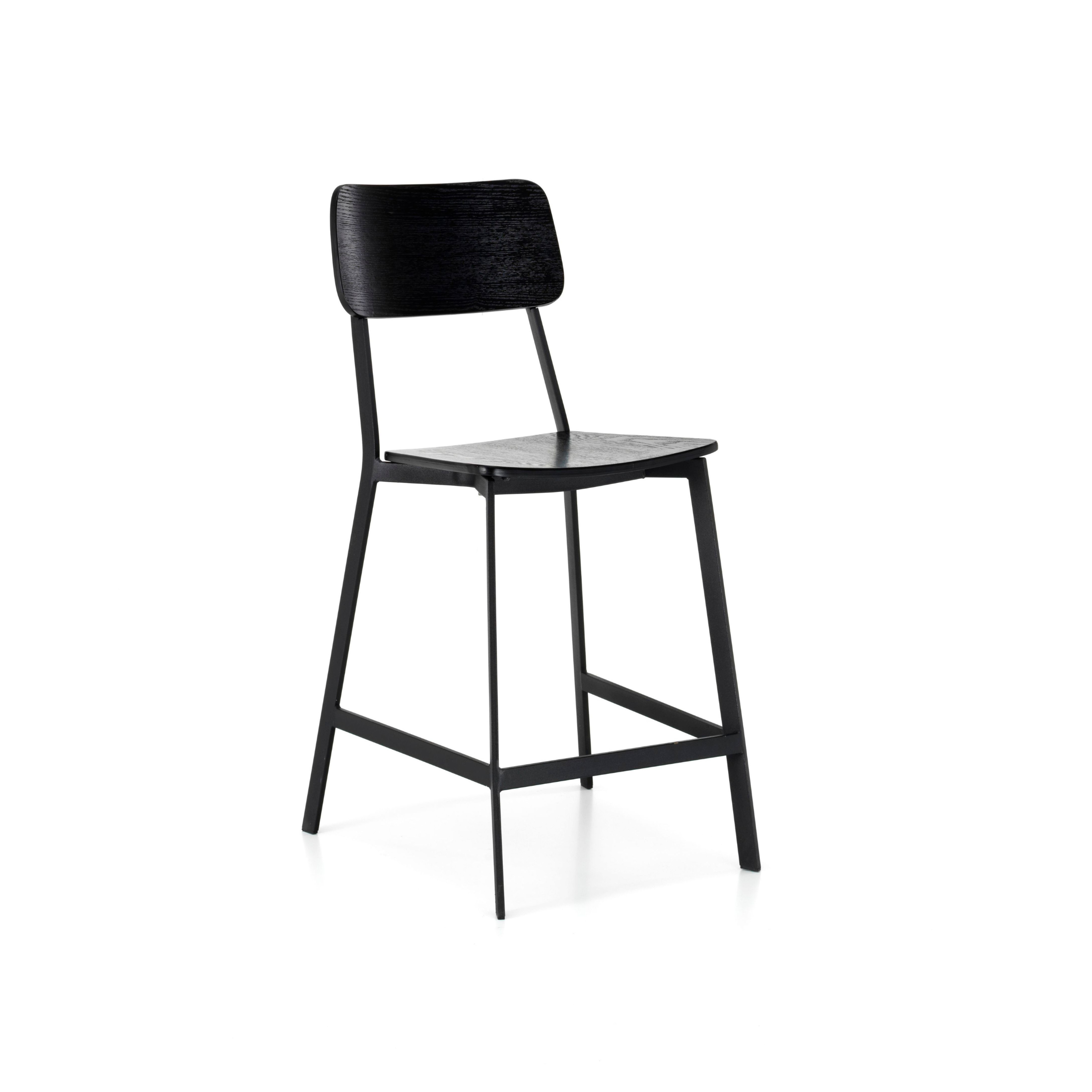 Set of high wooden stools with footrest and metal legs "Teo" cm 51.5x51 97h