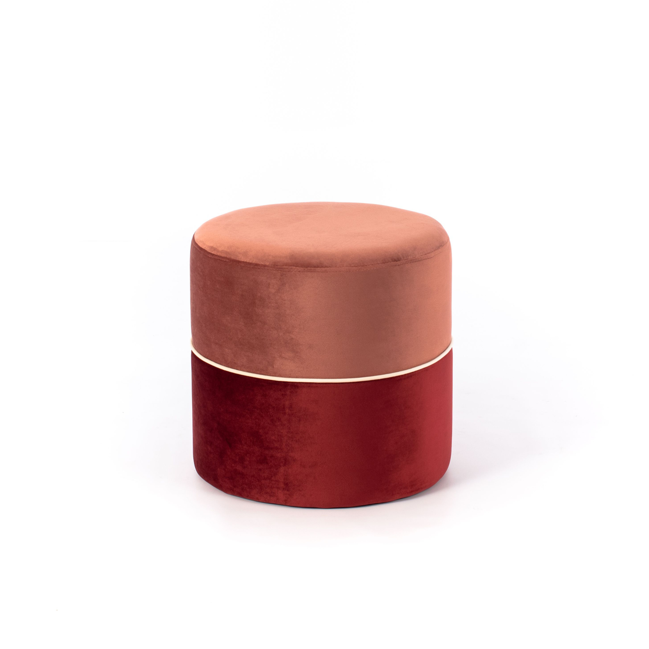 "Olivia2" velvet pouf stool wooden frame cm 46.5x46.5 33h