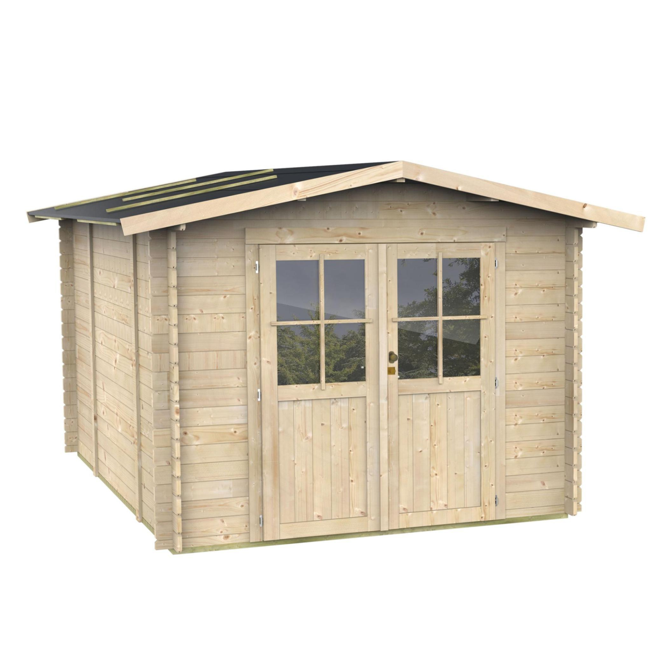 "Opera" wooden garden house, 215x250 cm, 207 cm high, double door with windows