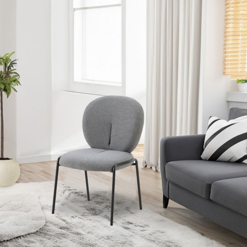 Set of "Sirio" dining chairs upholstered in Teddy fabric with black metal legs, 53x39 cm, 94h