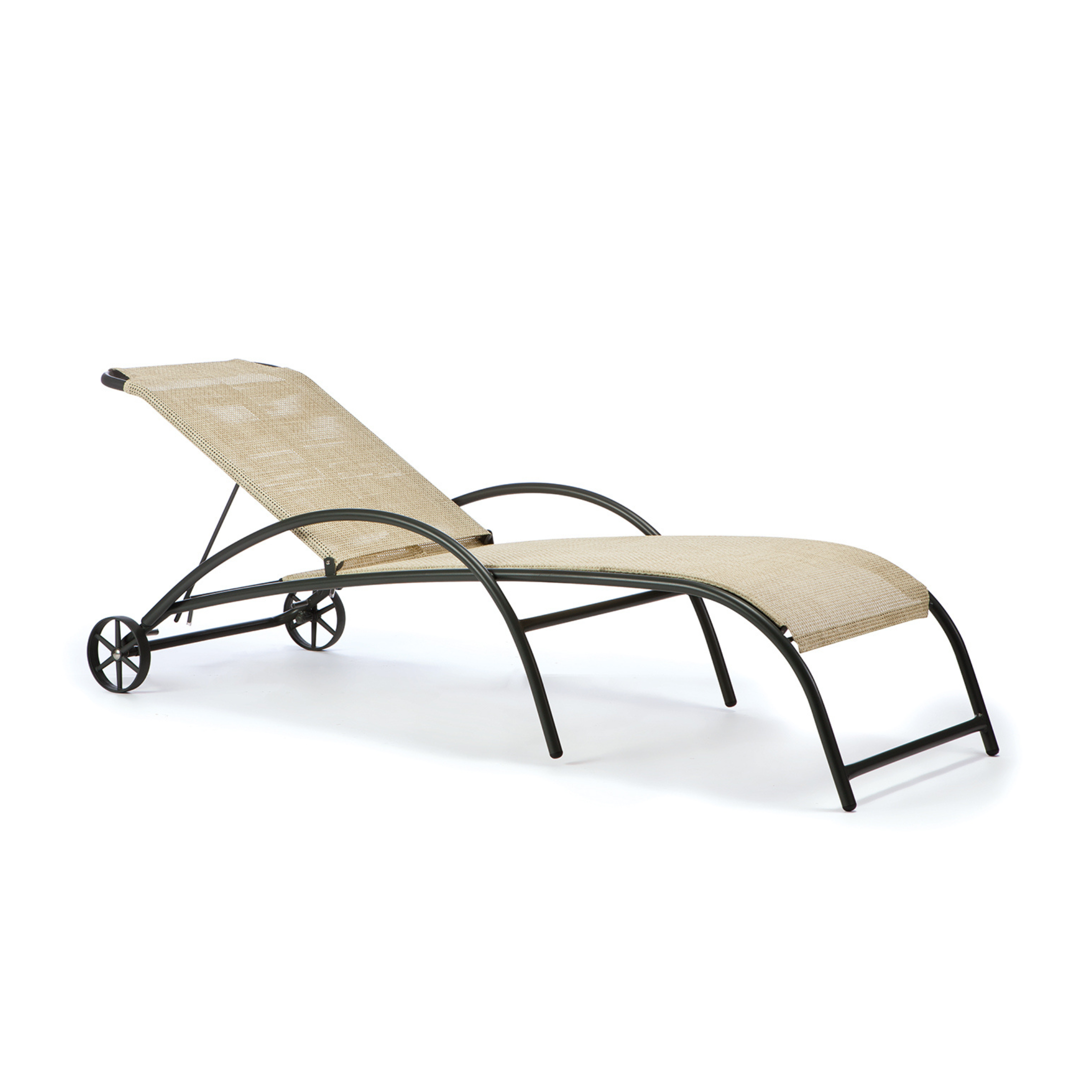 Set of 2 "Park" garden sun loungers in fabric and aluminium, 188x63 cm, 86 cm high