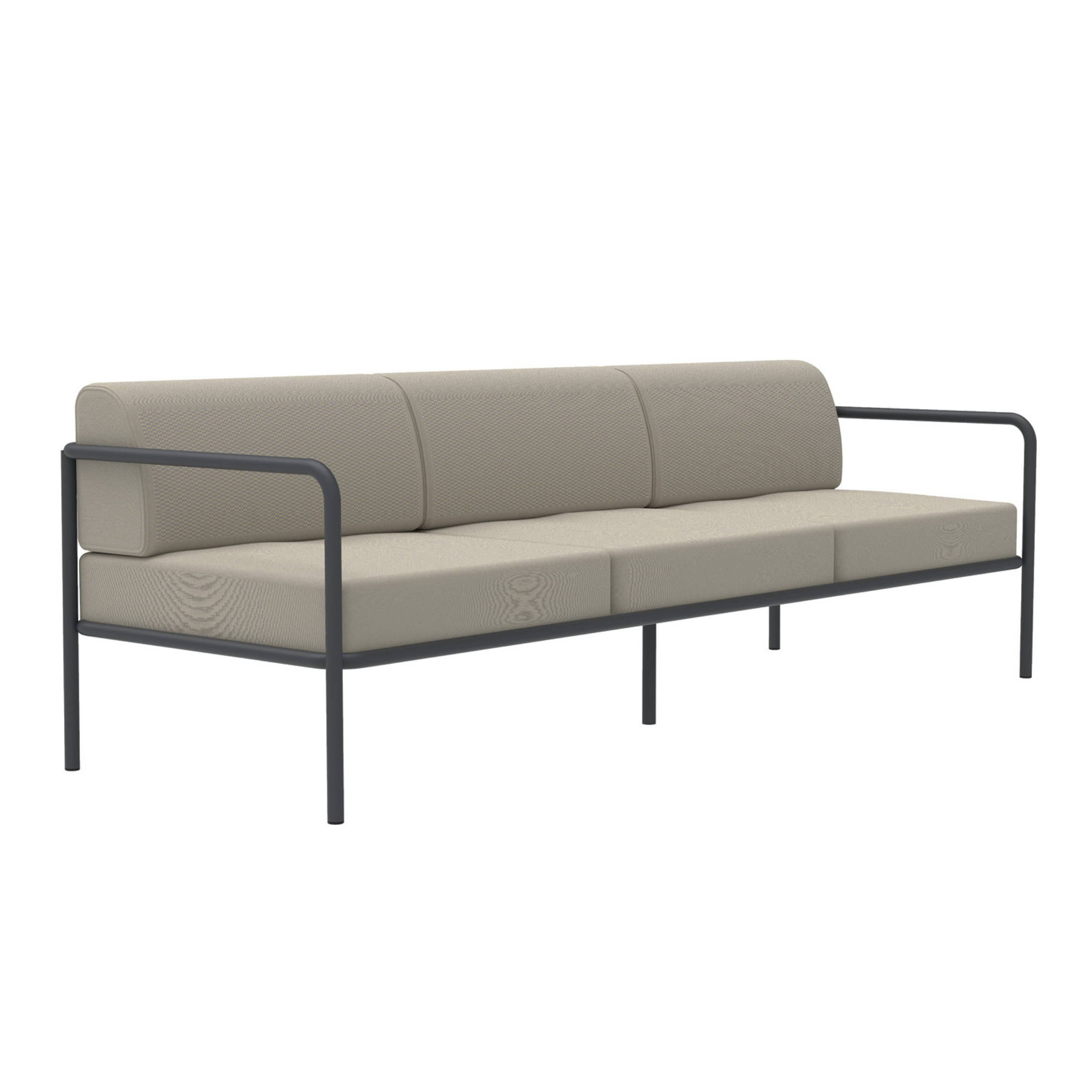 "Miami" 3-seater metal sofa with garden cushions, 240x80 cm, 83 cm high.