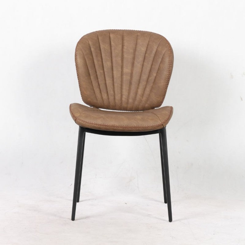 Set of "Elice" dining chairs upholstered in eco-leather with black metal legs, 47.5x65.5 cm, 85 cm high.