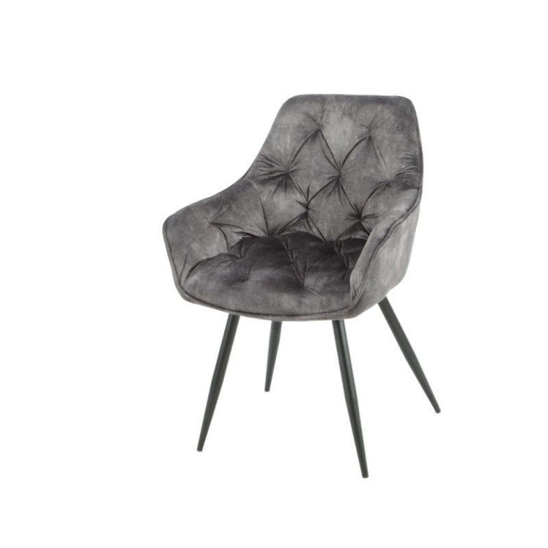 Set of "Senna" dining chairs upholstered in velvet with black metal legs, 59x60 cm, 86h