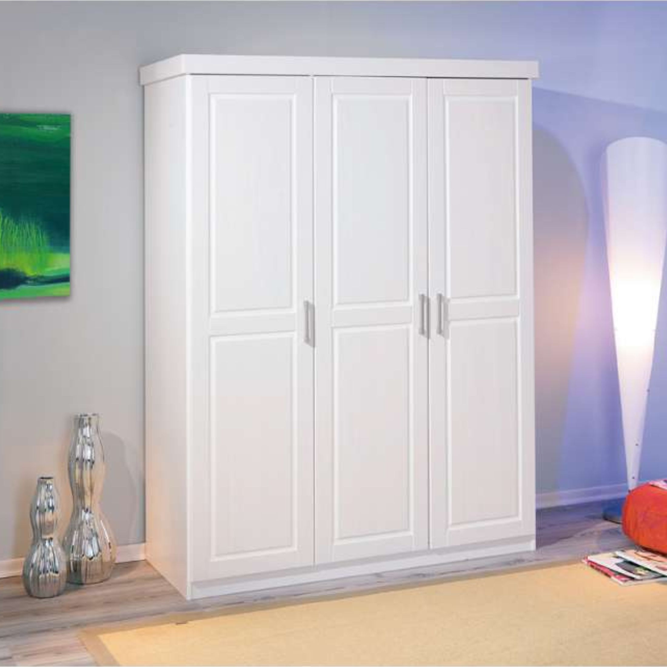 3-door wooden wardrobe "Bama" with coat hanger for bedrooms, 140x55 cm, 190 cm high