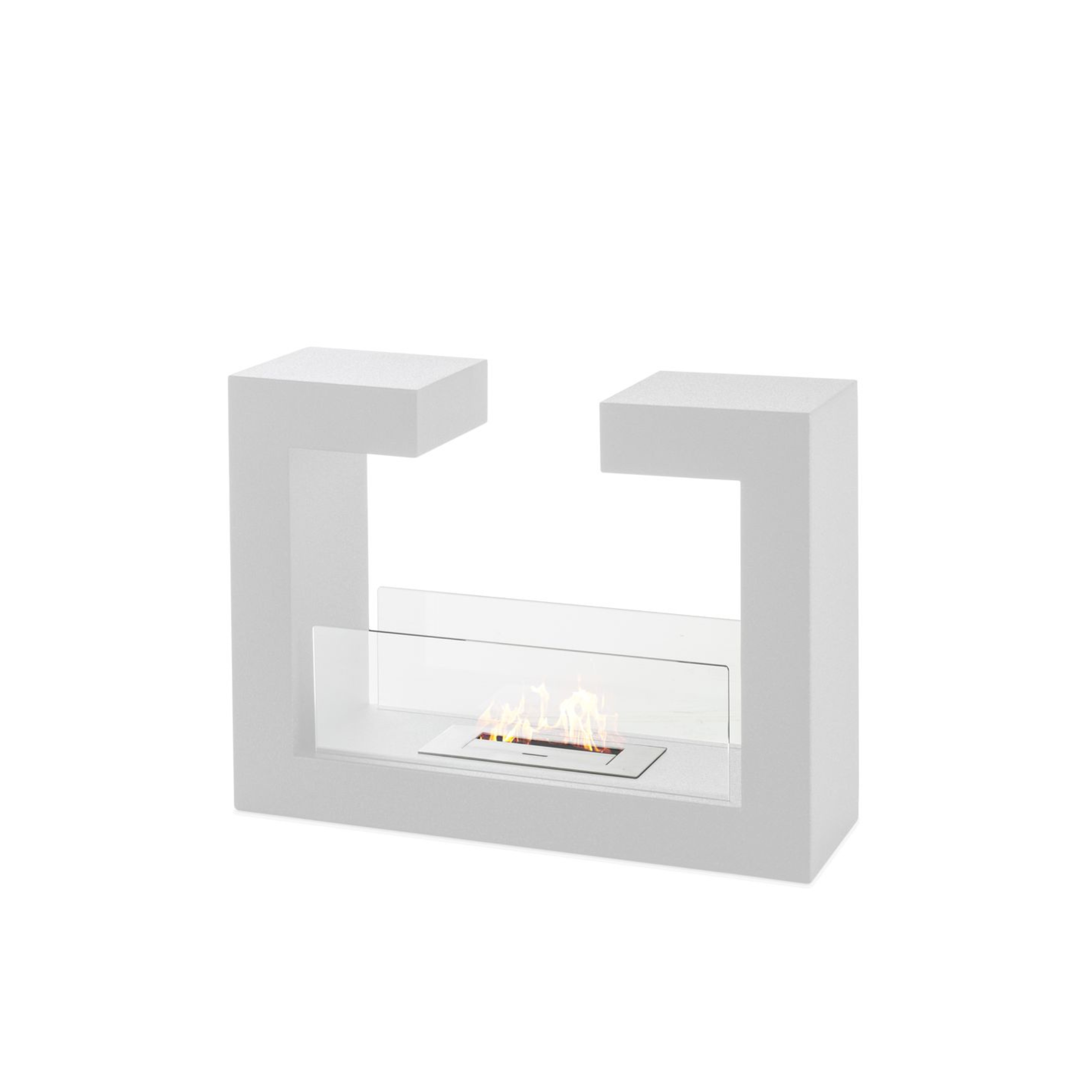 "Fedrix" floor-standing bioethanol fireplace in tempered glass, 78x25 cm, 58 cm high.