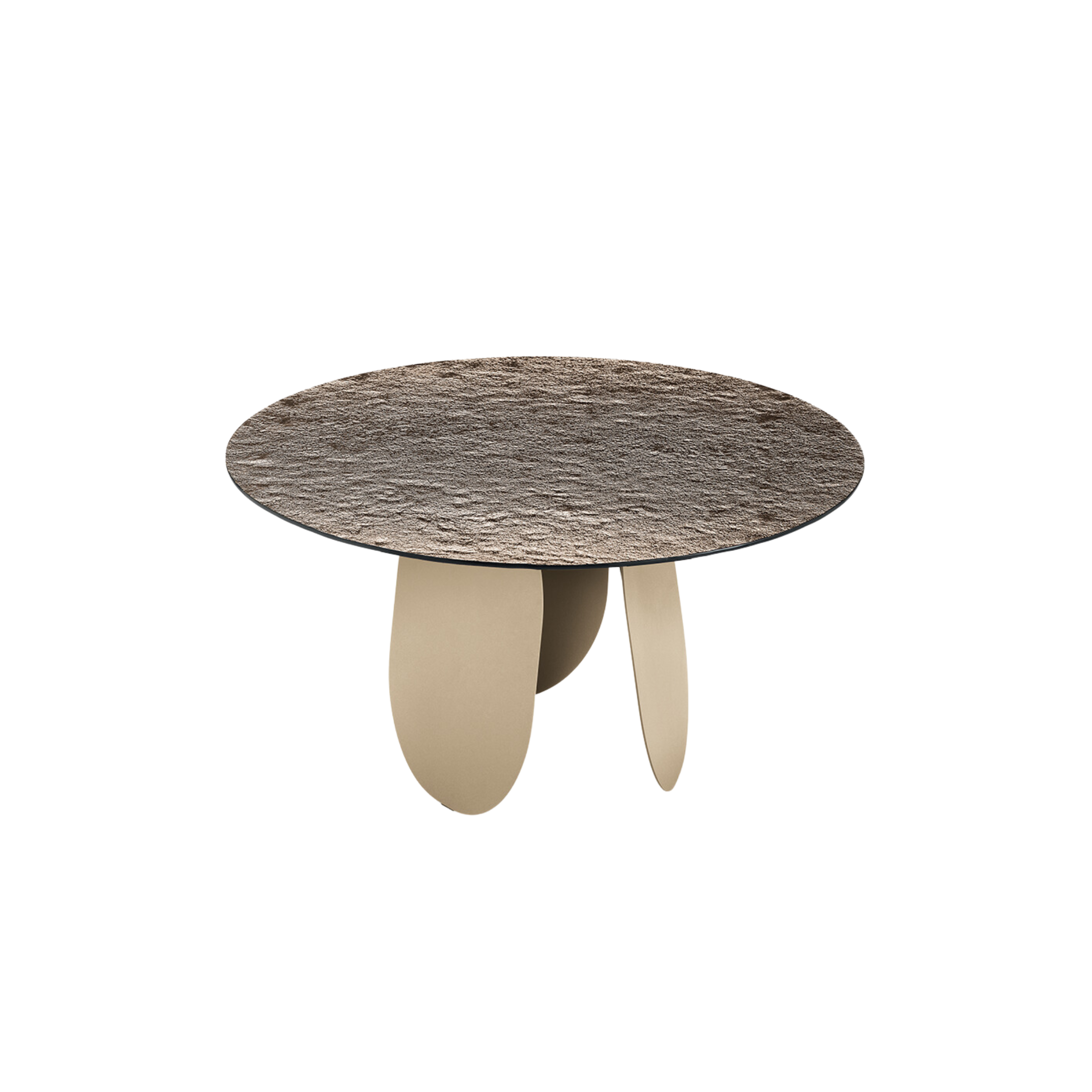 "Monroe" modern fixed round dining table with hammered glass top