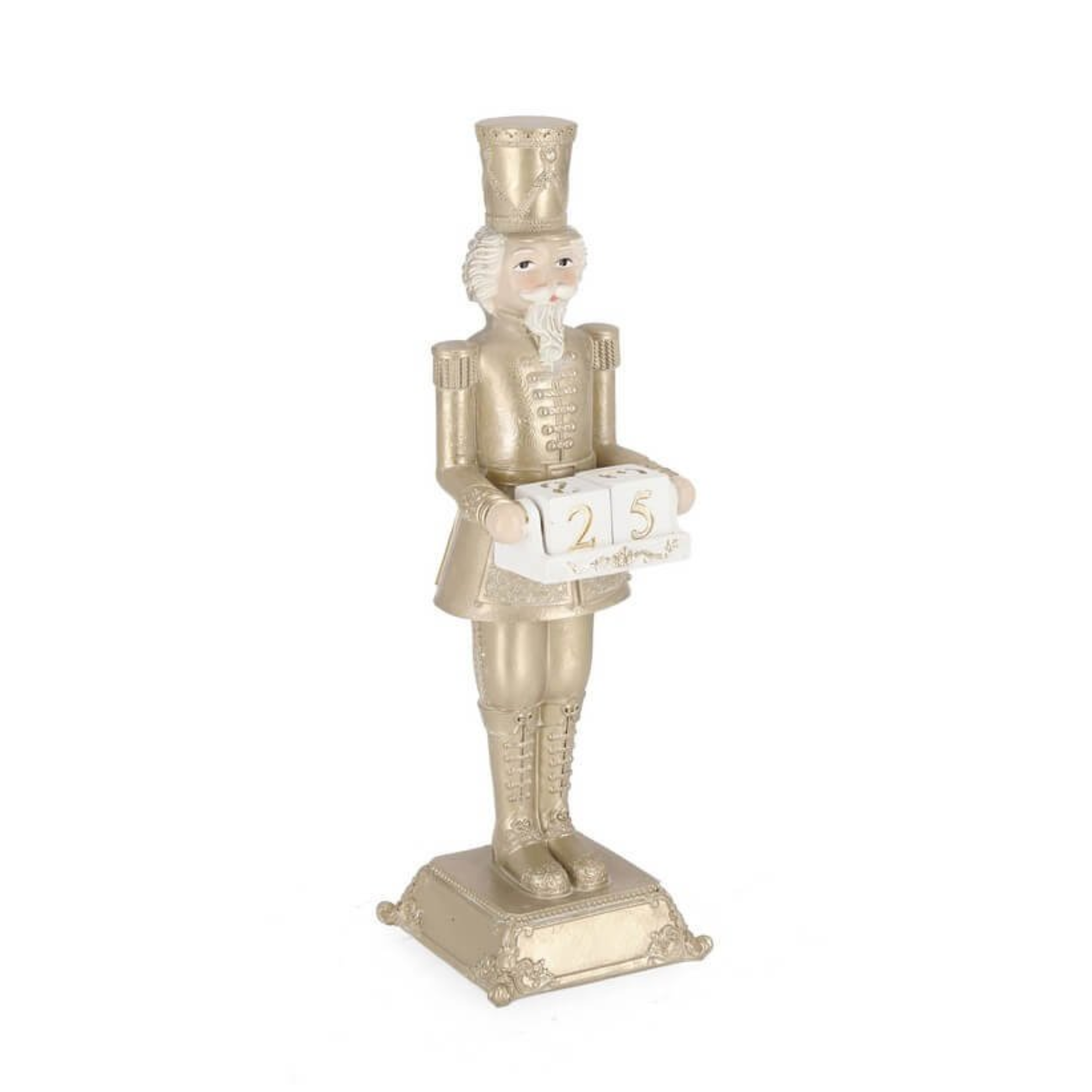Decorative soldier "Edwyn" in polyresin, classic and refined Christmas decoration, Champagne color, 13.5x13.5x31.5h cm