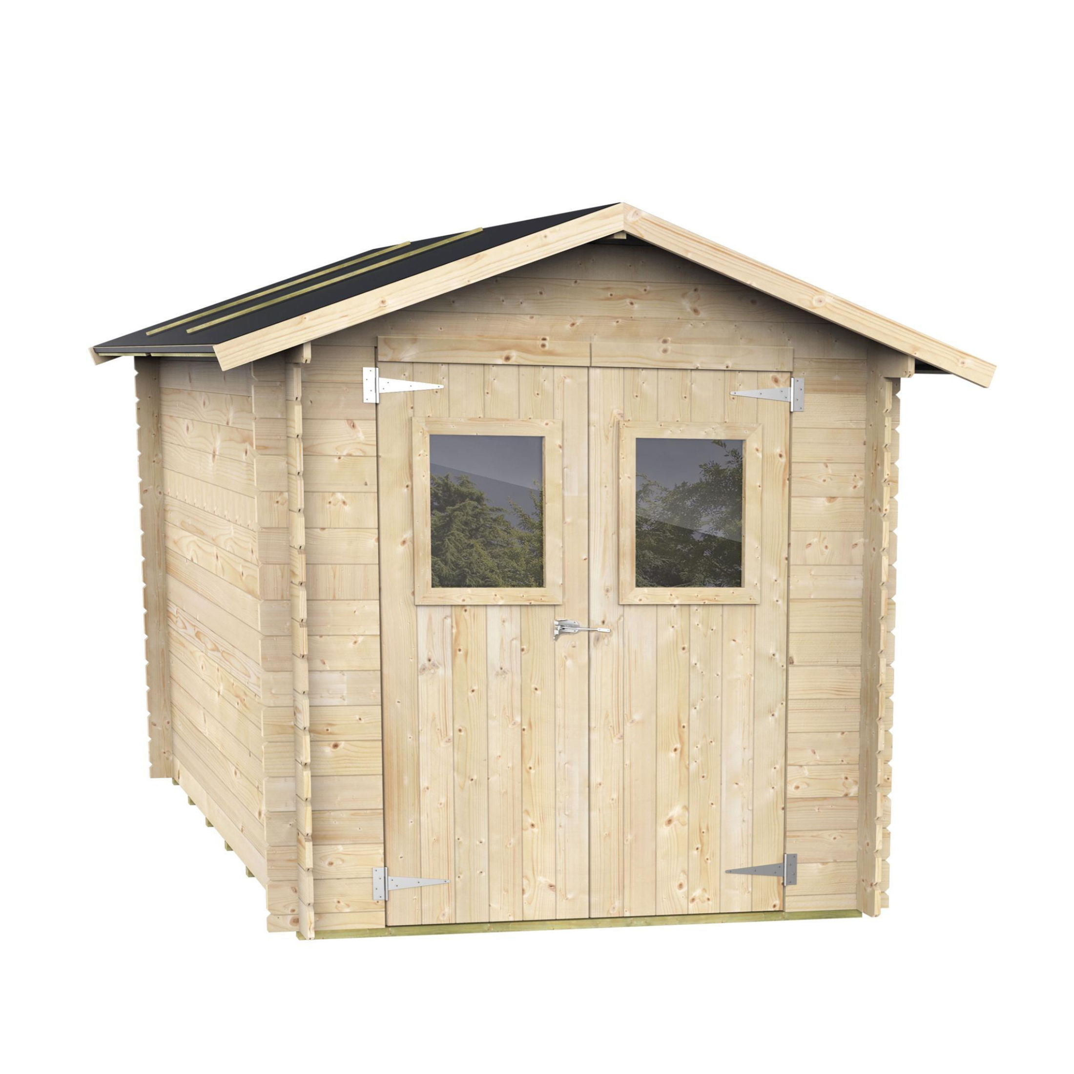 "Roby" wooden garden house, 198 x 198 cm, 215 cm high, double door and window