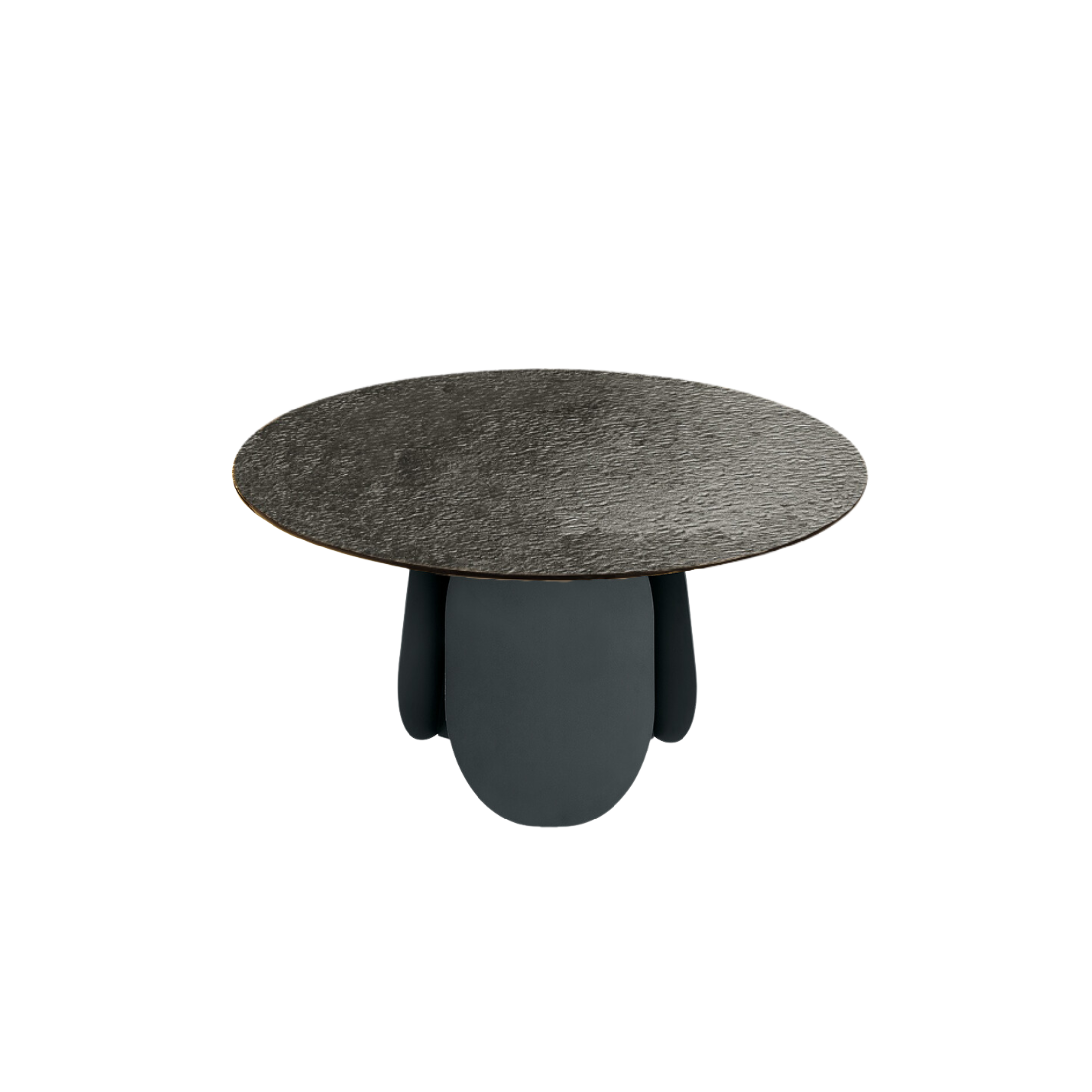 "Monroe" modern fixed round dining table with hammered glass top