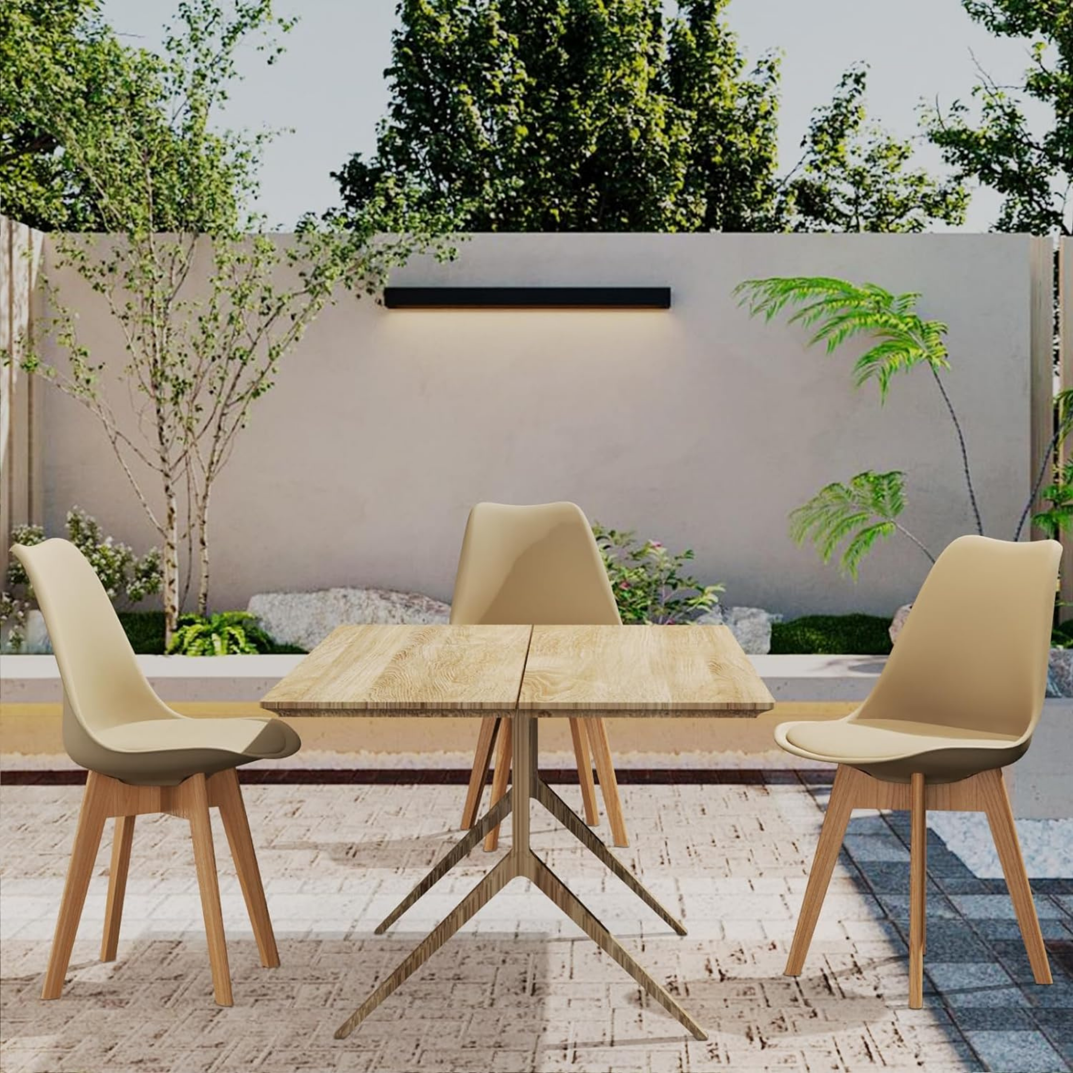 Set of padded chairs in imitation leather "Stilezze" armchairs with wooden legs cm 52x48.5 82h