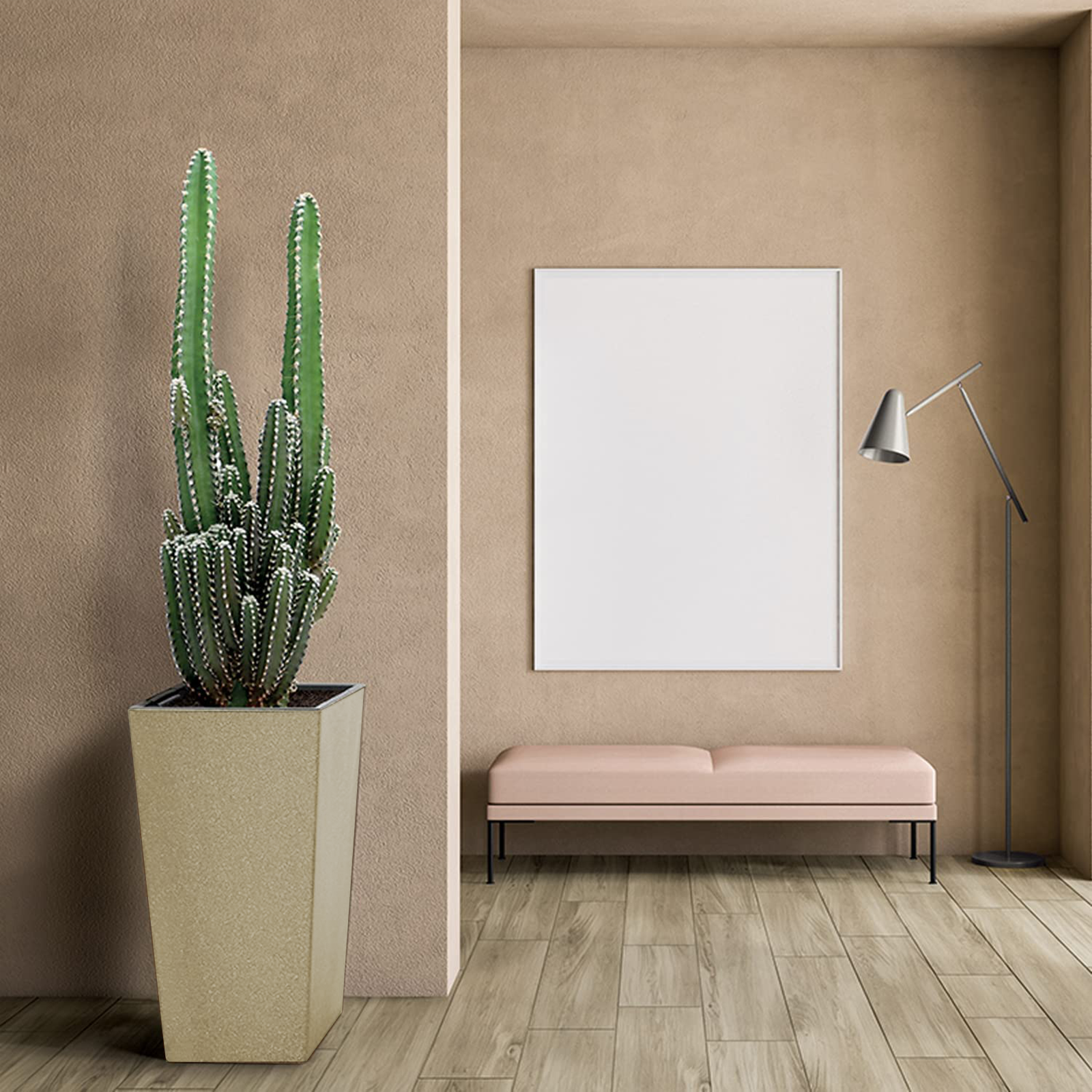 Vaso fioriera Ecodeco in plastica e legno biodegradabile