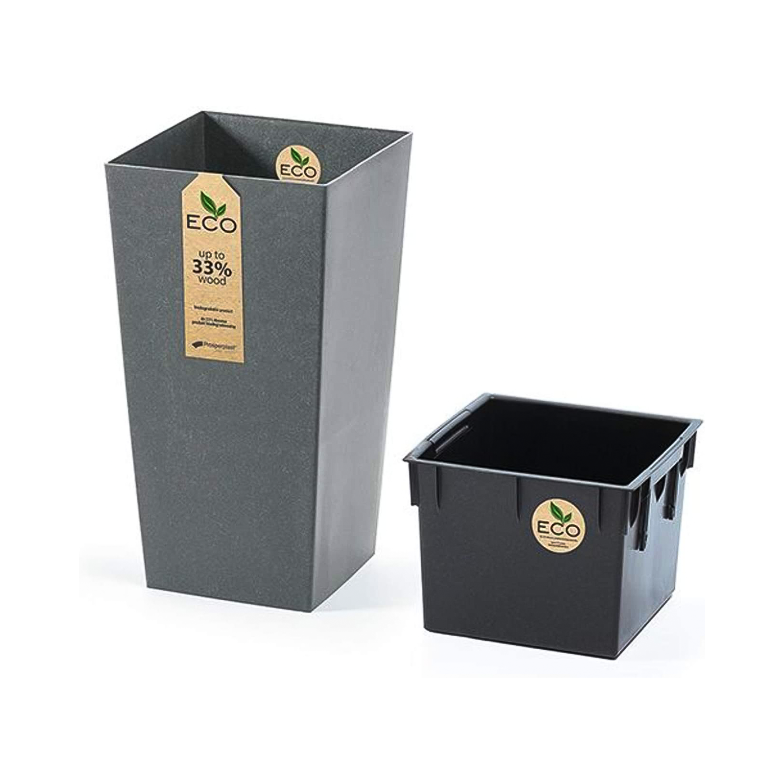 Vaso fioriera Ecodeco in plastica e legno biodegradabile