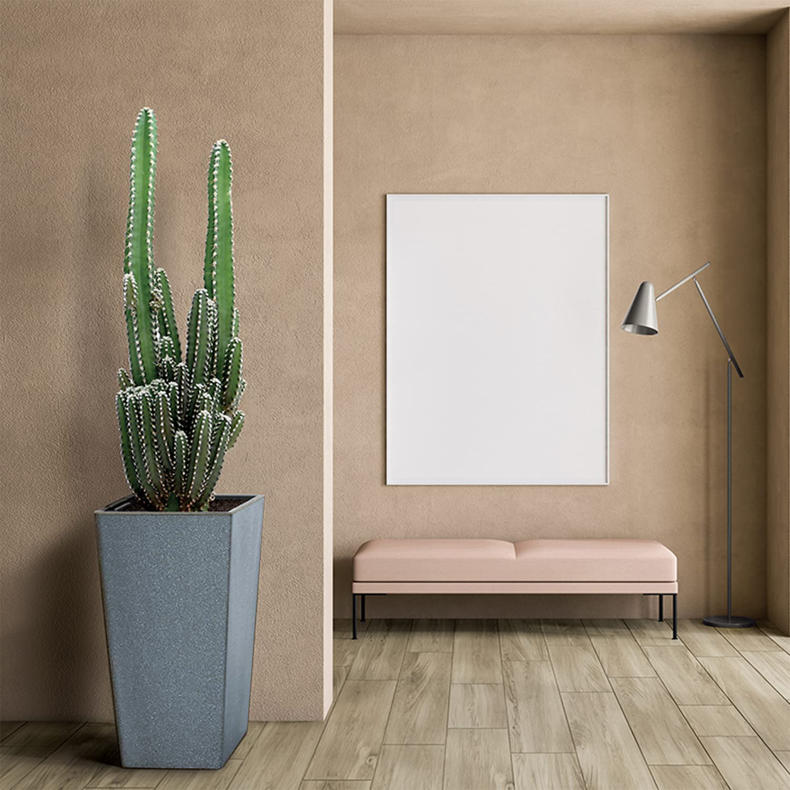 Vaso fioriera Ecodeco in plastica e legno biodegradabile