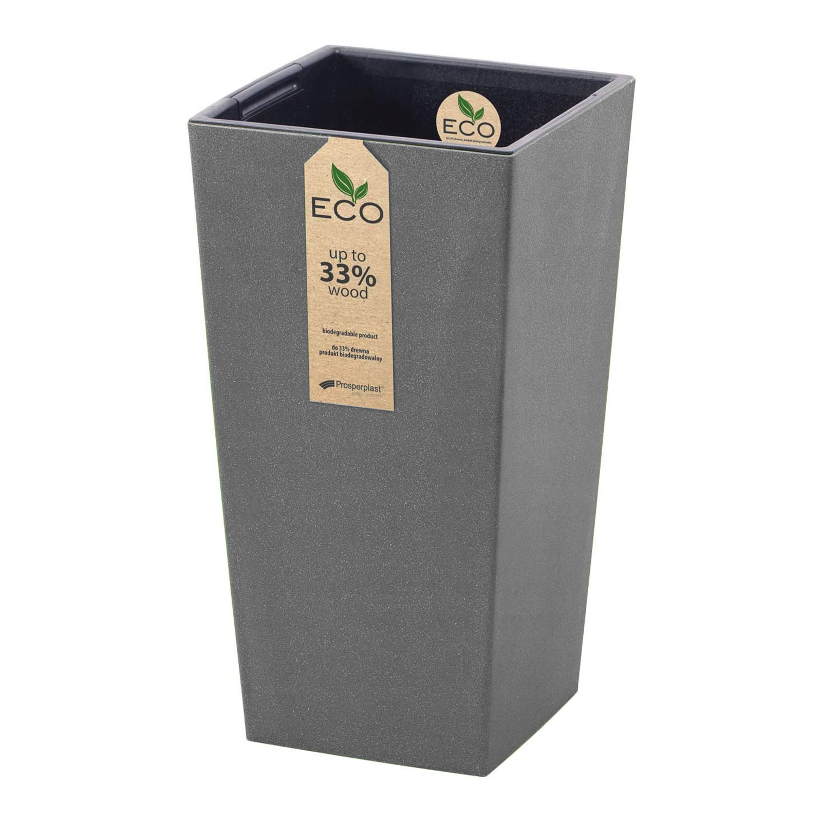 Vaso fioriera Ecodeco in plastica e legno biodegradabile