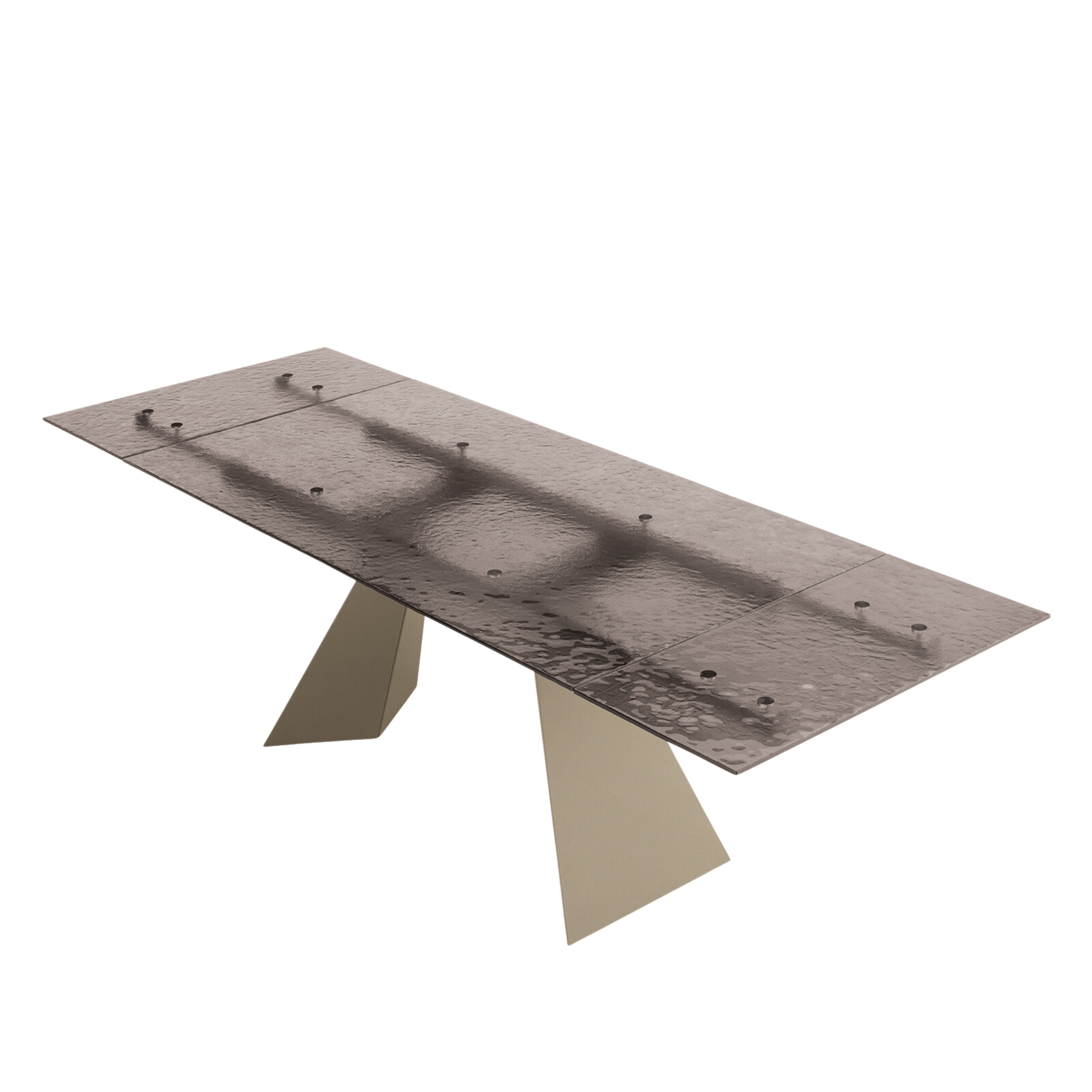 "Rubino" extendable dining table with hammered glass top