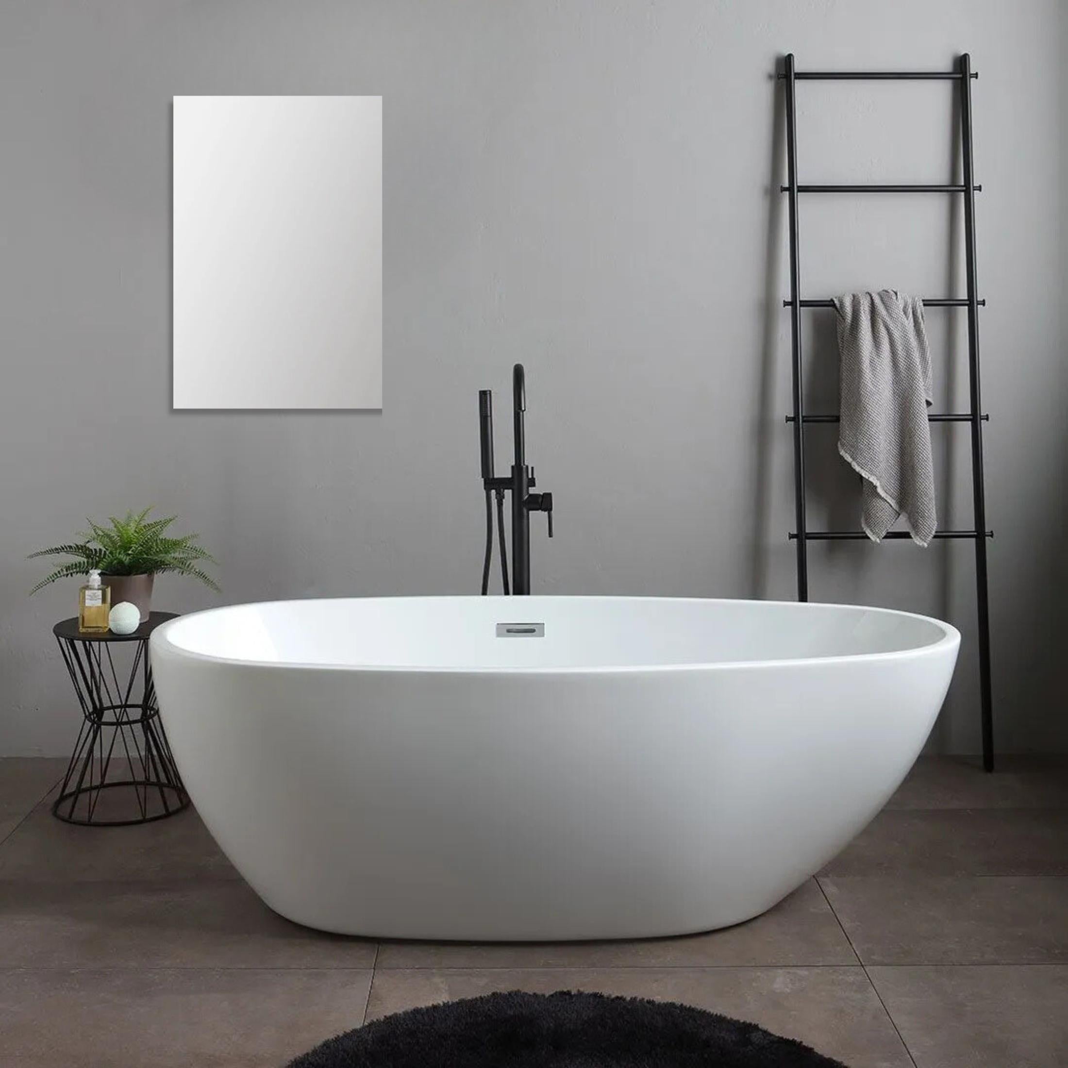 Reversible rectangular "Piedra" bathroom mirror in ABS