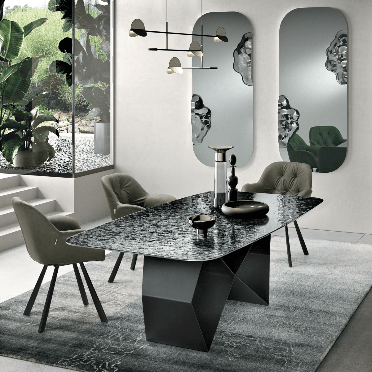 Tavolo fisso moderno "Karlito" con base in metallo verniciato cm 210x110 75h - MondoViro